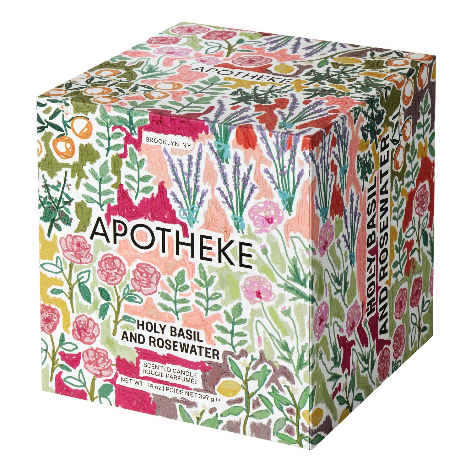 Back image of Apotheke Holy Basil and Rosewater 2-Wick Concrete Candle