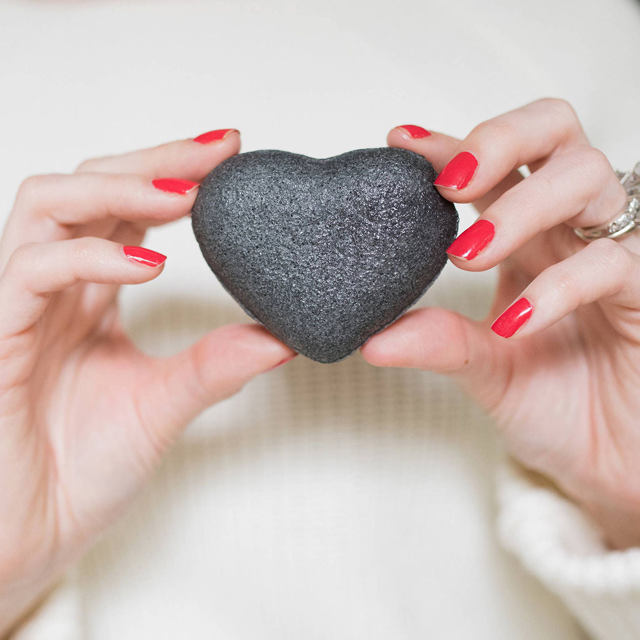 Model image of One Love Organics The Cleansing Sponge Bamboo Charcoal Heart
