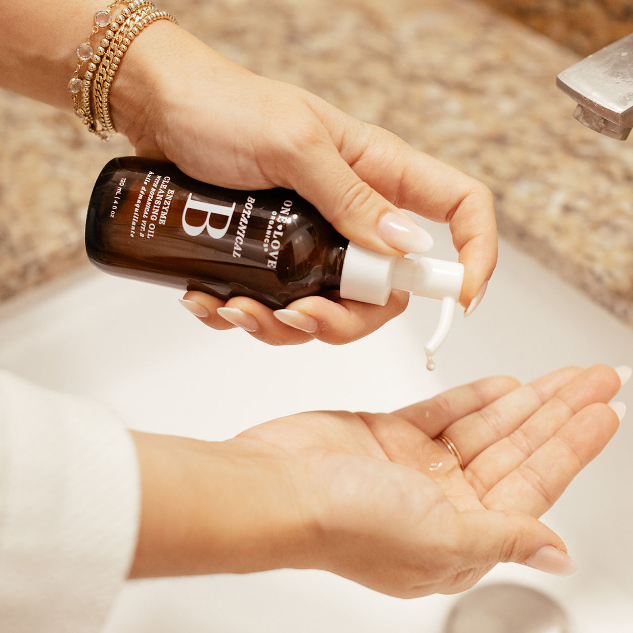Lifestyle image of One Love Organics Botanical B Enzyme Cleansing Oil