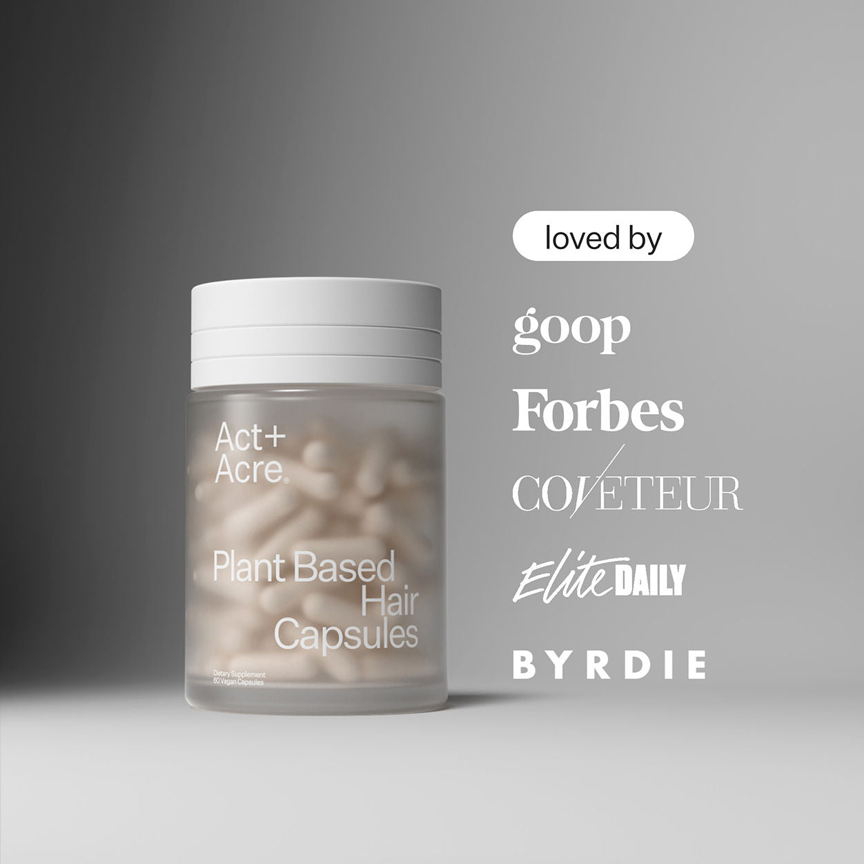 Lifestyle image of Act+Acre Cold Processed Plant Based Hair Capsules