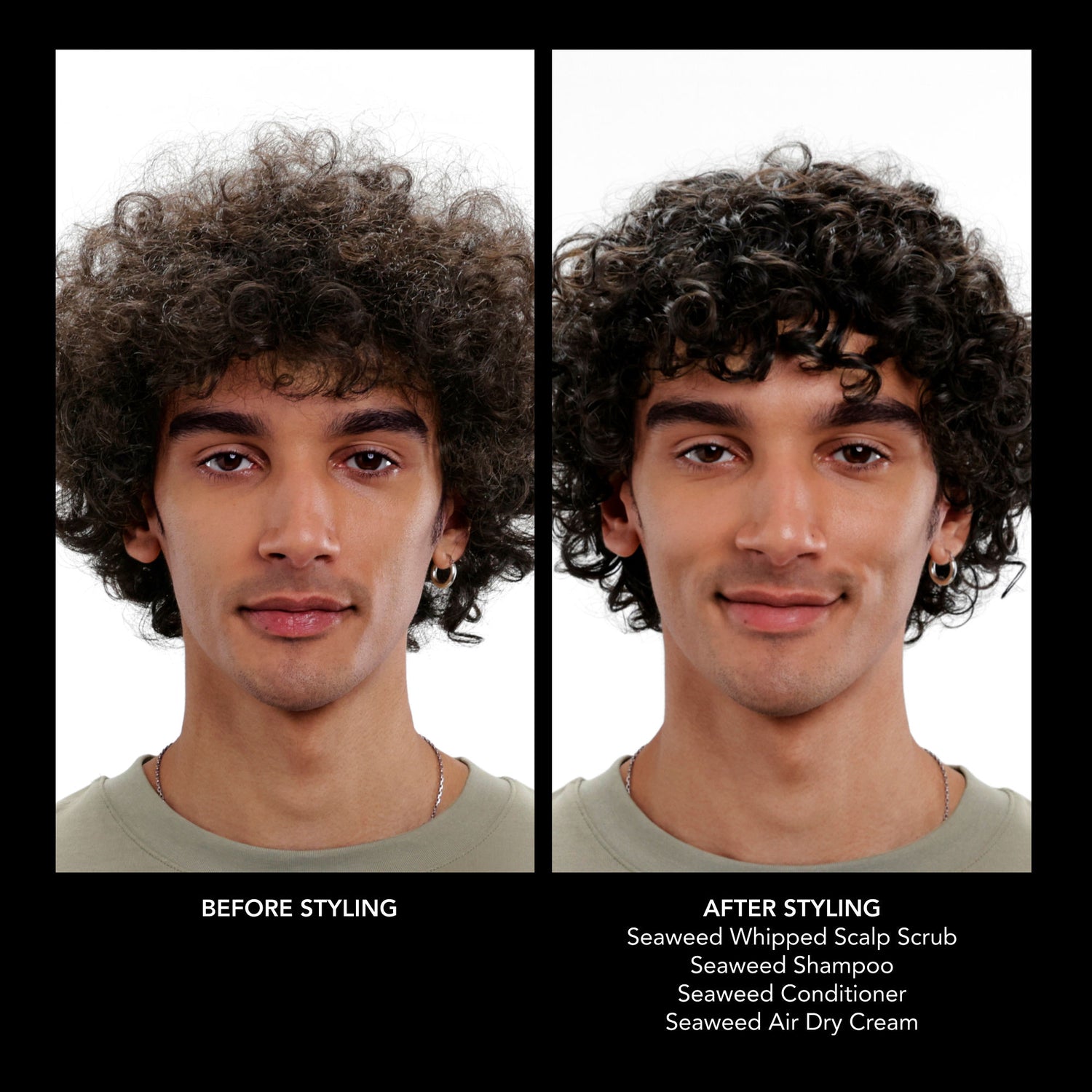 Before and after results of using Bumble and Bumble Seaweed Conditioner