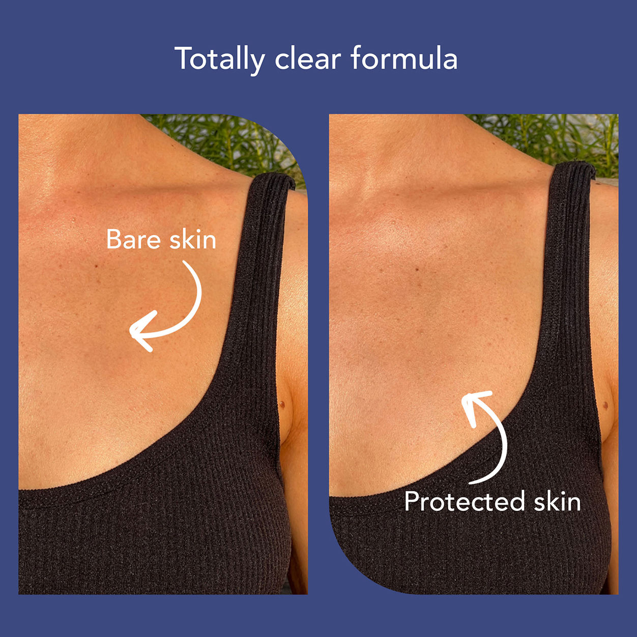 Before and after results of using Soleil Toujours Clean Conscious Antioxidant Sunscreen Mist SPF 50