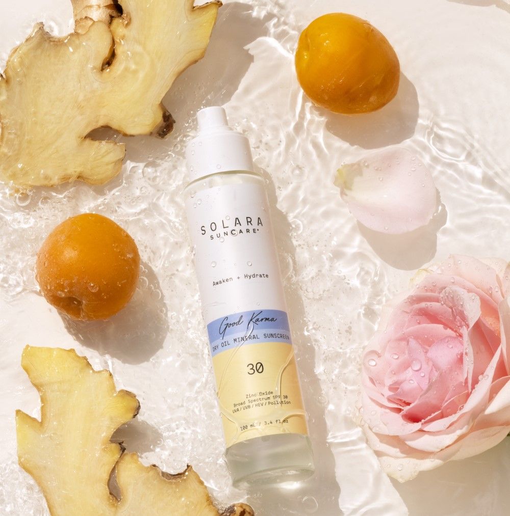 Lifestyle image of Solara Suncare Good Karma Dry Oil Mineral Sunscreen SPF 30