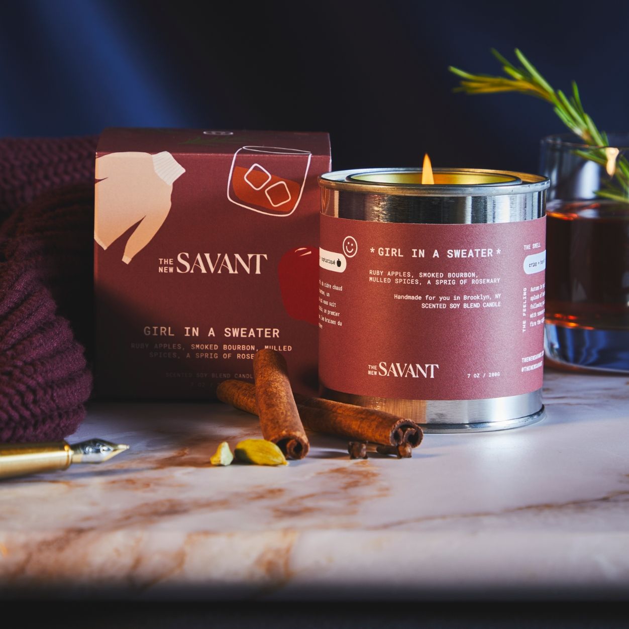 Lifestyle image of The New Savant Girl in a Sweater Candle