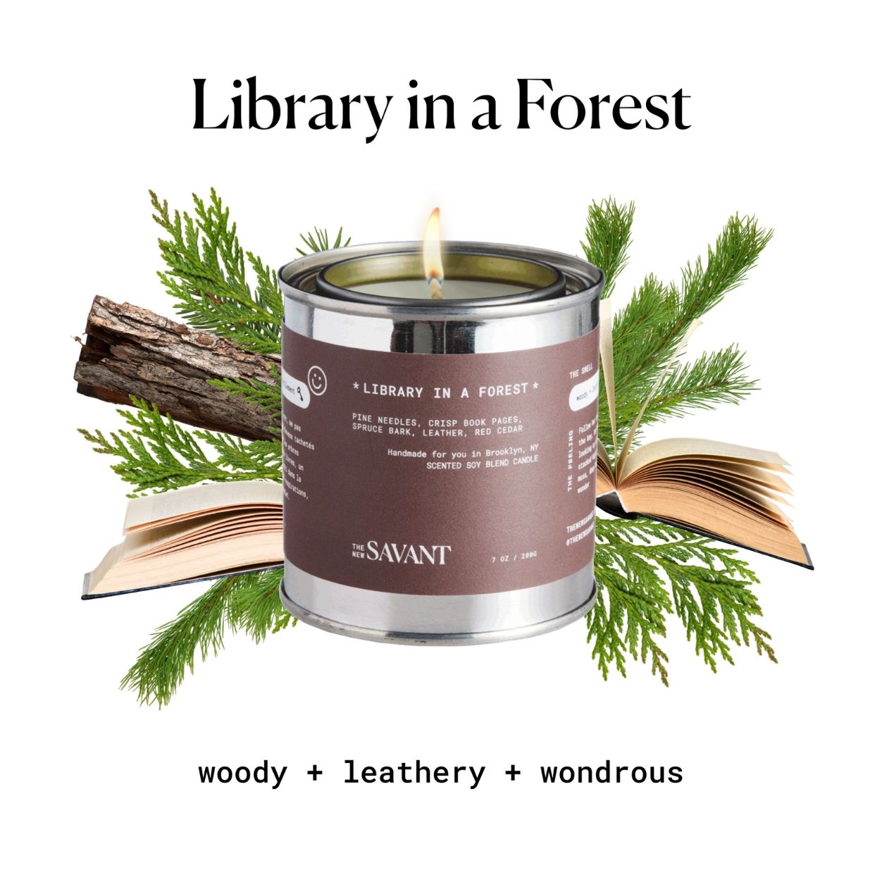 Information related to The New Savant Library in a Forest Candle