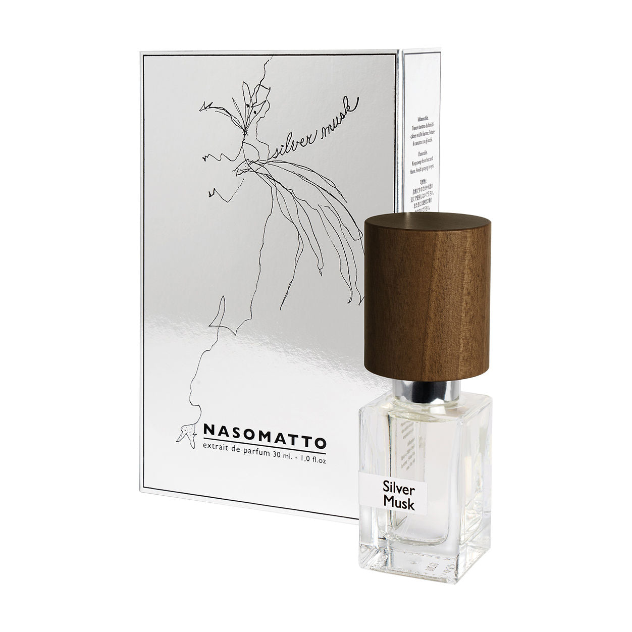 Image of the Nasomatto Silver Musk Extrait de Parfum box