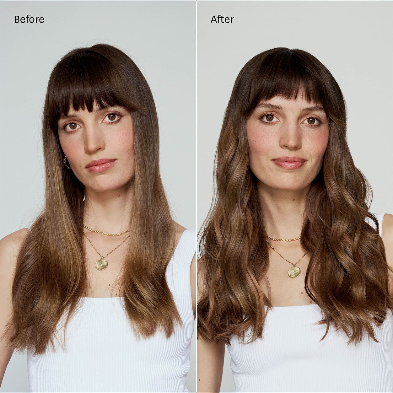 Before and after results of using T3 SinglePass Curl X 1.25"