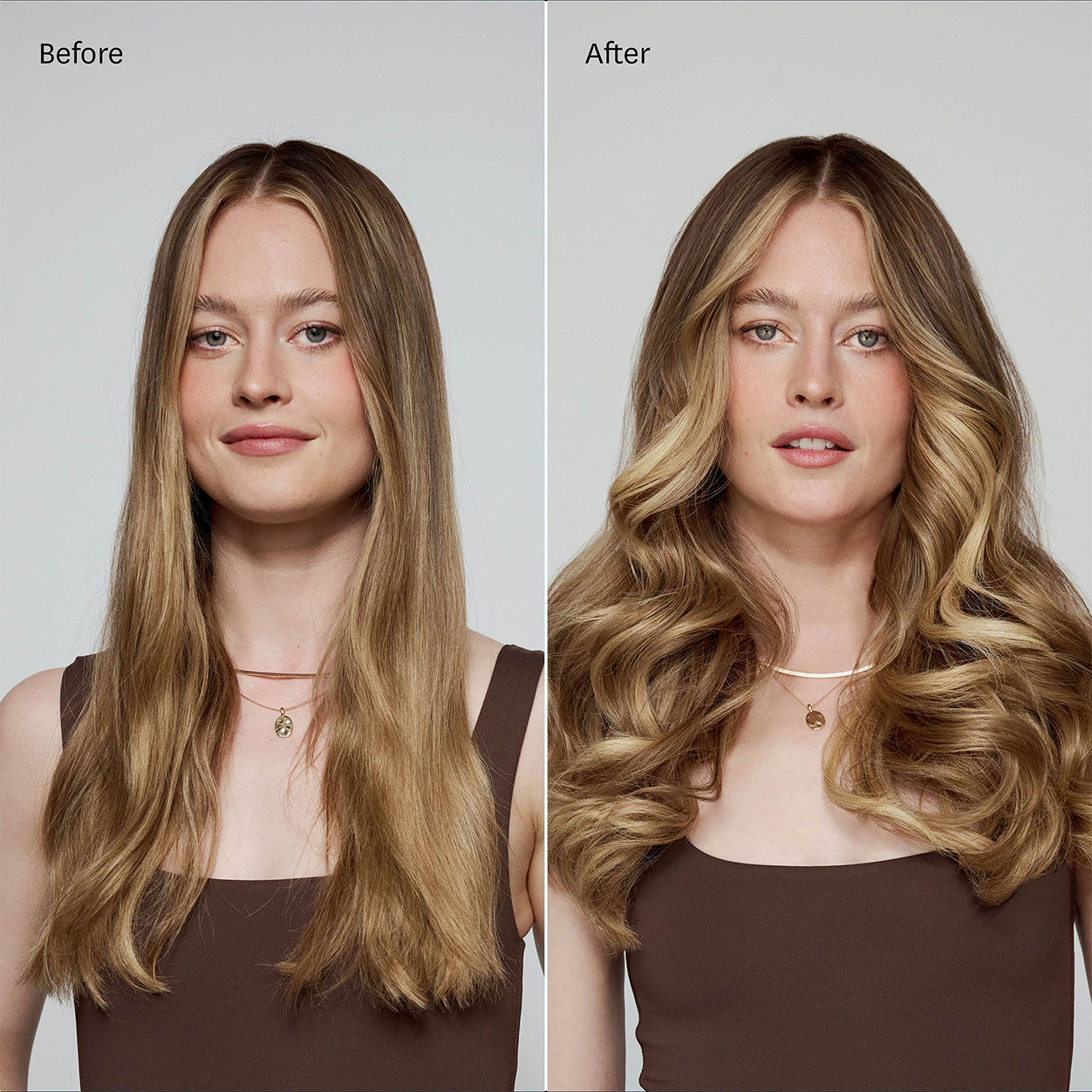 Before and after results of using T3 SinglePass Curl X 1.25"