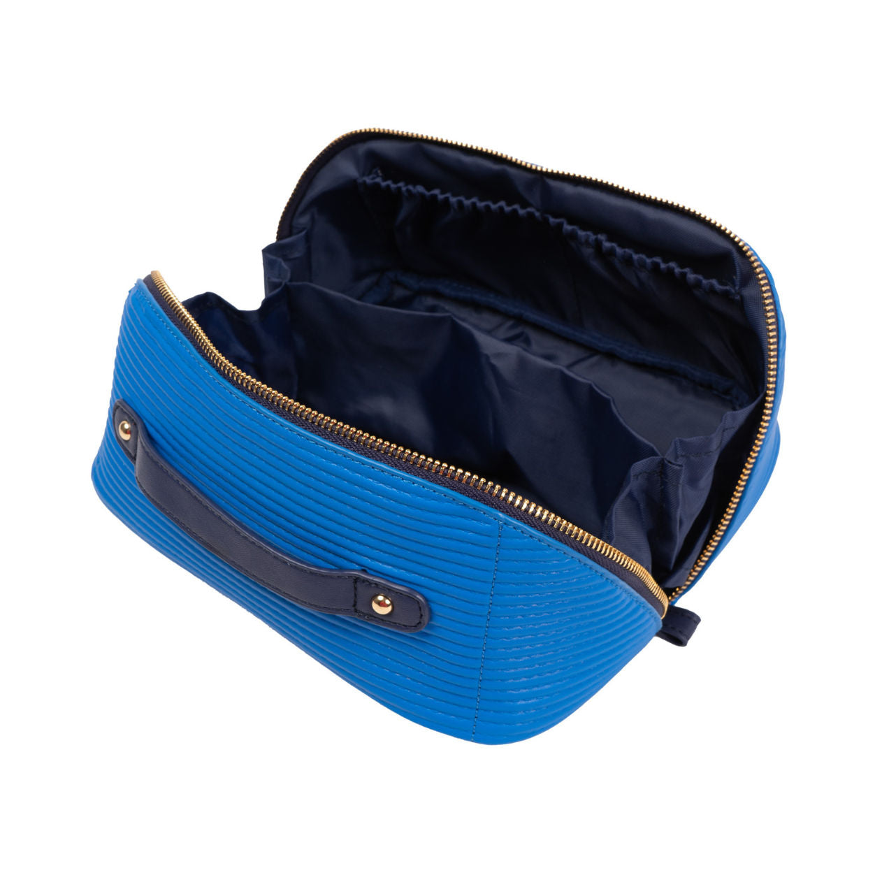 Image of an open Bluemercury Cube Cosmetic Bag