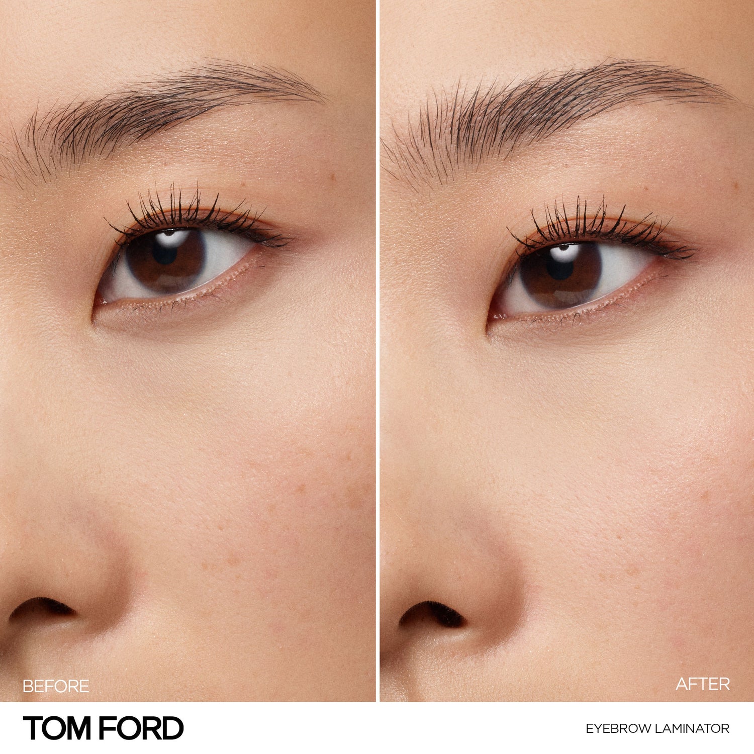 Before and after results of using Tom Ford Eyebrow Laminator
