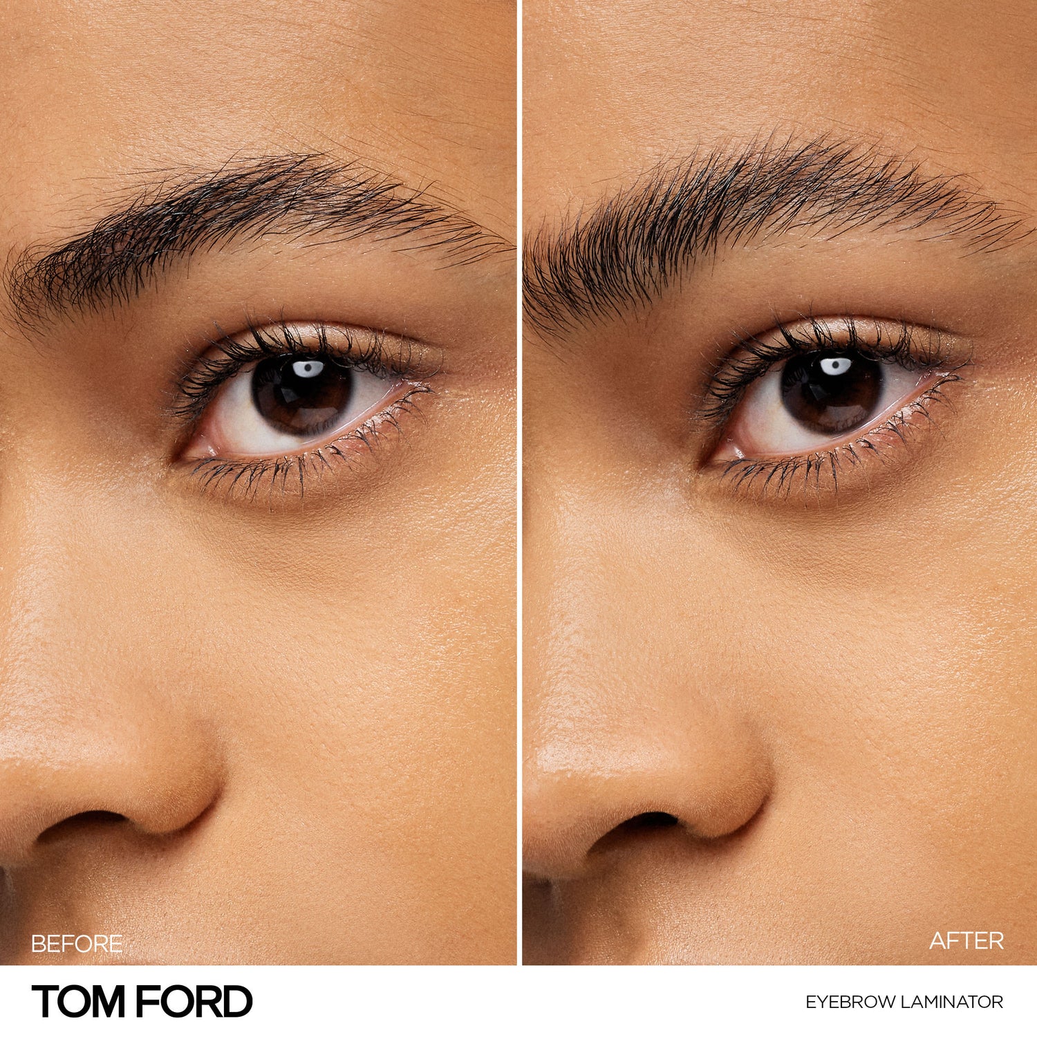 Before and after results of using Tom Ford Eyebrow Laminator