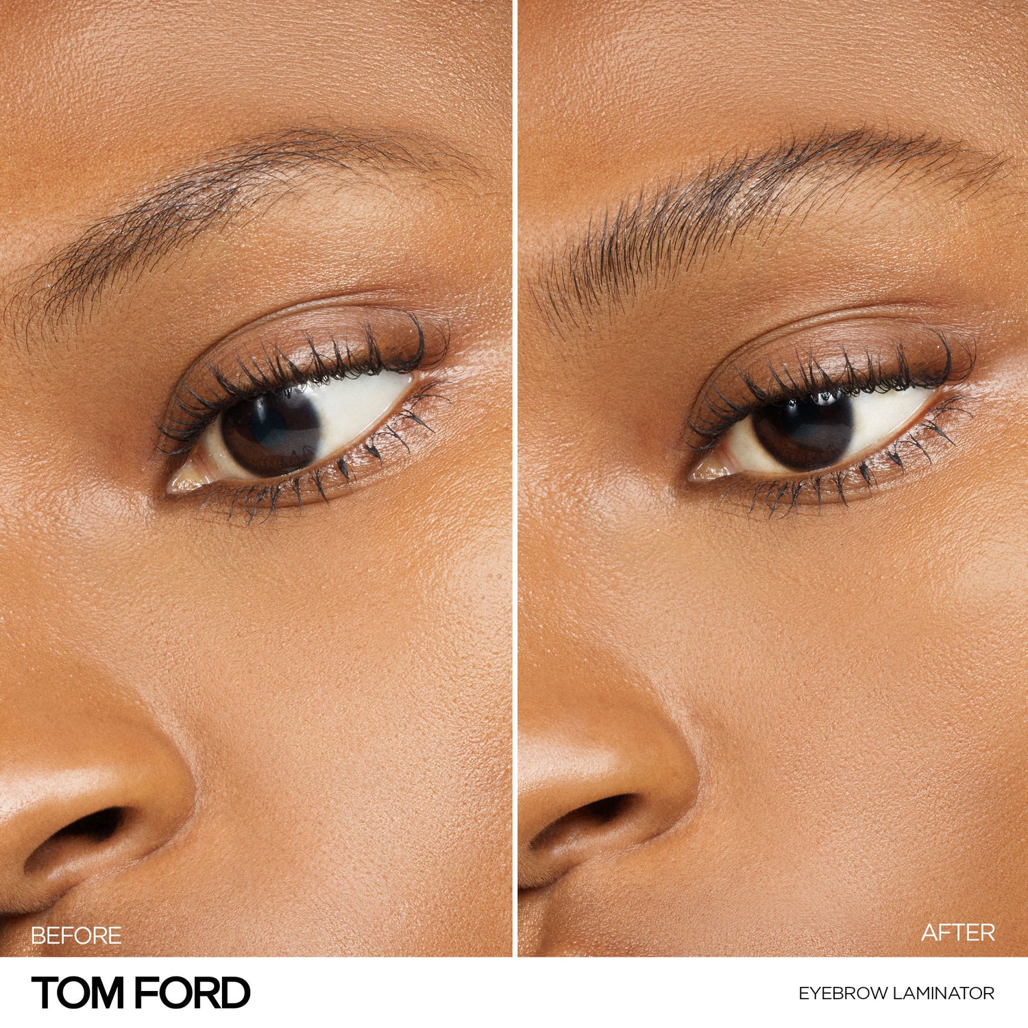 Before and after results of using Tom Ford Eyebrow Laminator