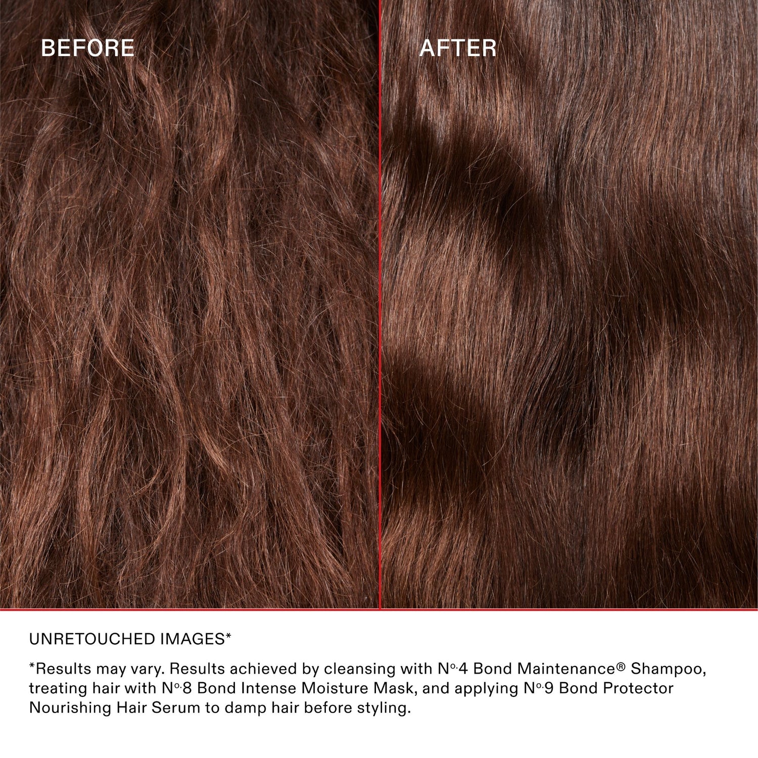Before and after results of using Olaplex No. 8 Bond Intense Moisture Mask
