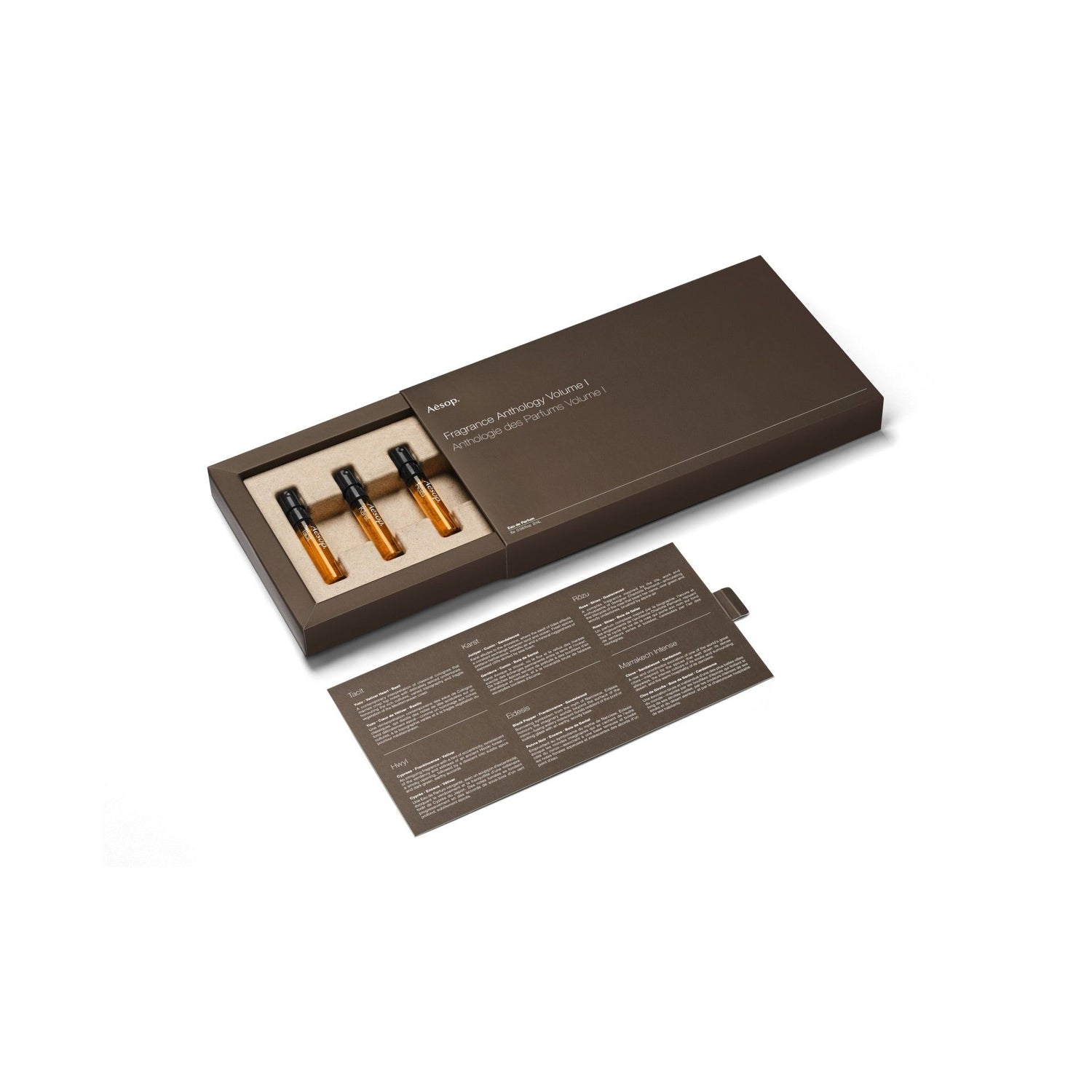 Image of an open Aesop Fragrance Anthology Volume I