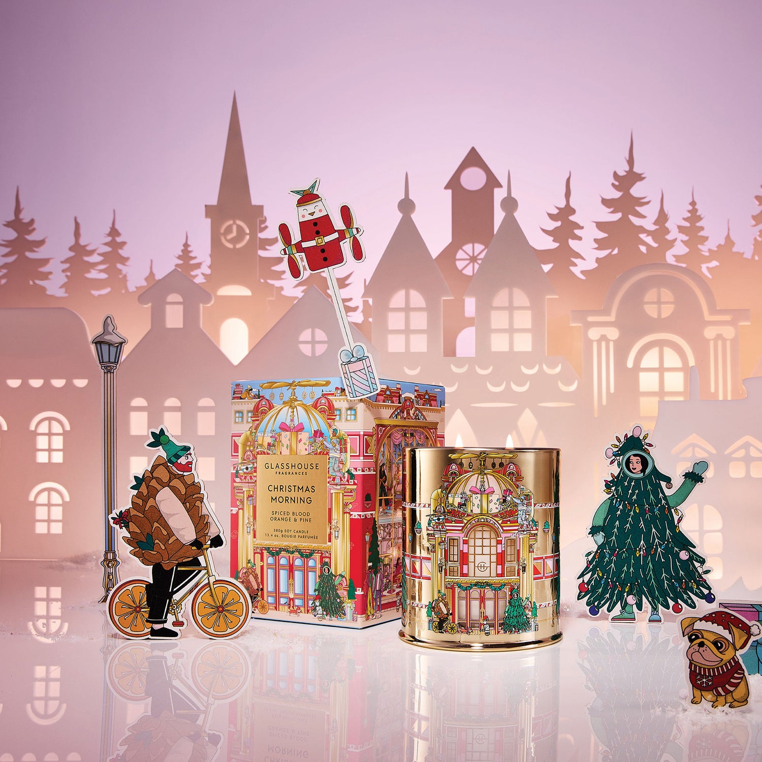 Lifestyle image of Glasshouse Fragrances Christmas Morning Candle (Limited Edition)