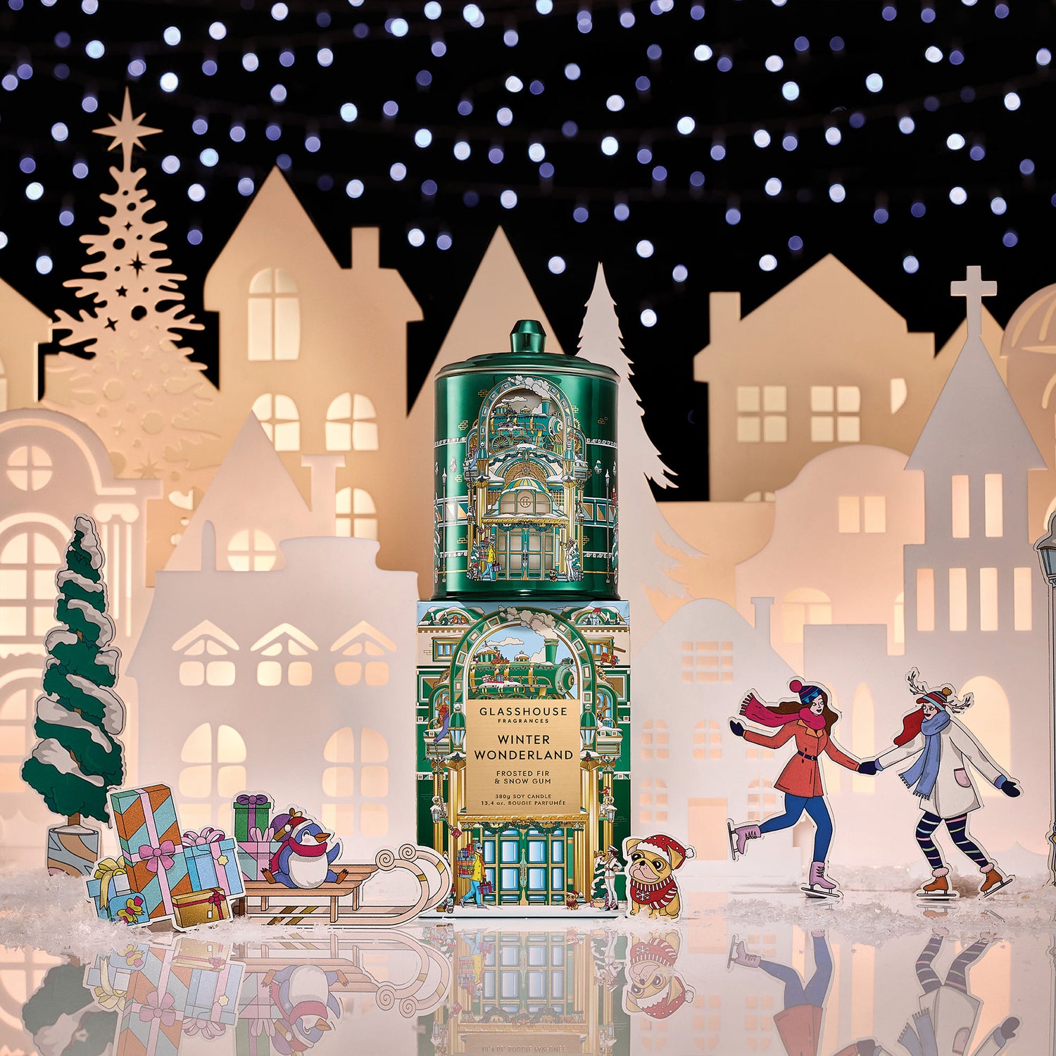 Lifestyle image of Glasshouse Fragrances Winter Wonderland Candle (Limited Edition)