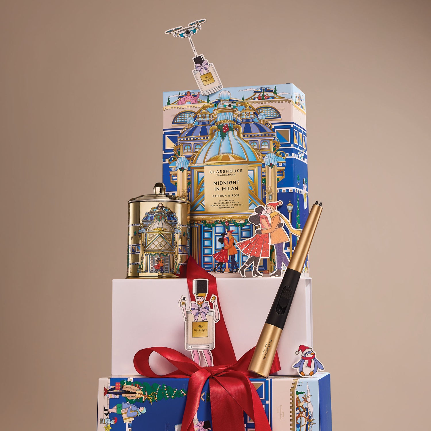 Lifestyle image of Glasshouse Fragrances Midnight in Milan Candle & Lighter Gift Set (Limited Edition)