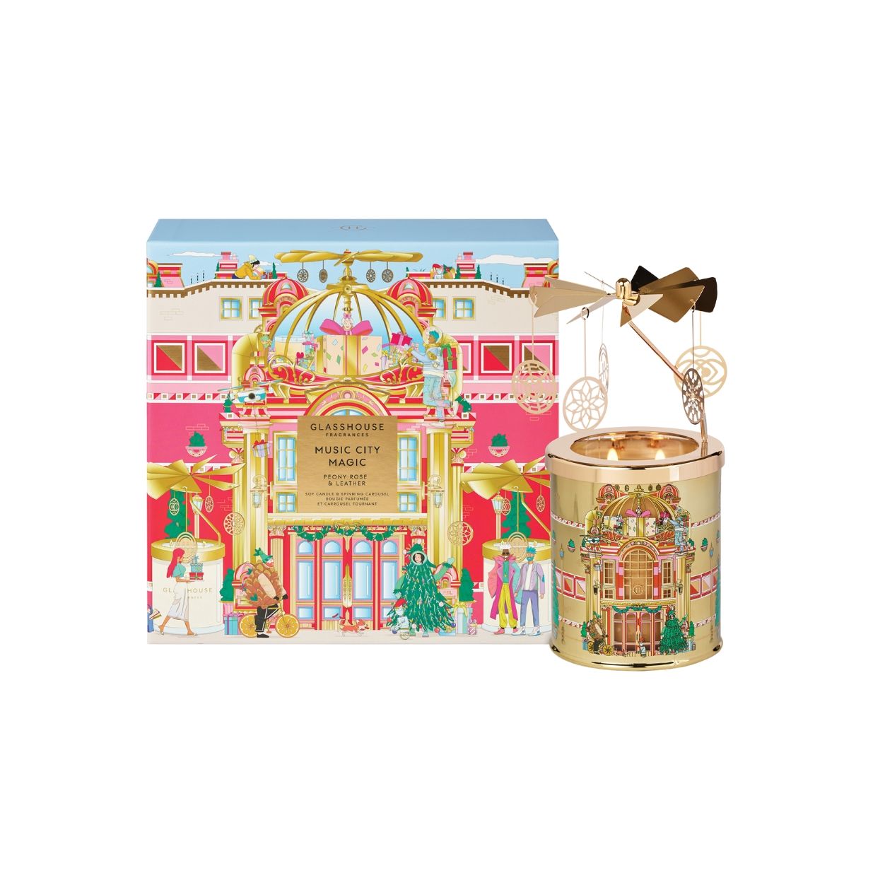 Glasshouse Fragrances Music City Magic Candle & Spinning Carousel (Limited Edition) main image