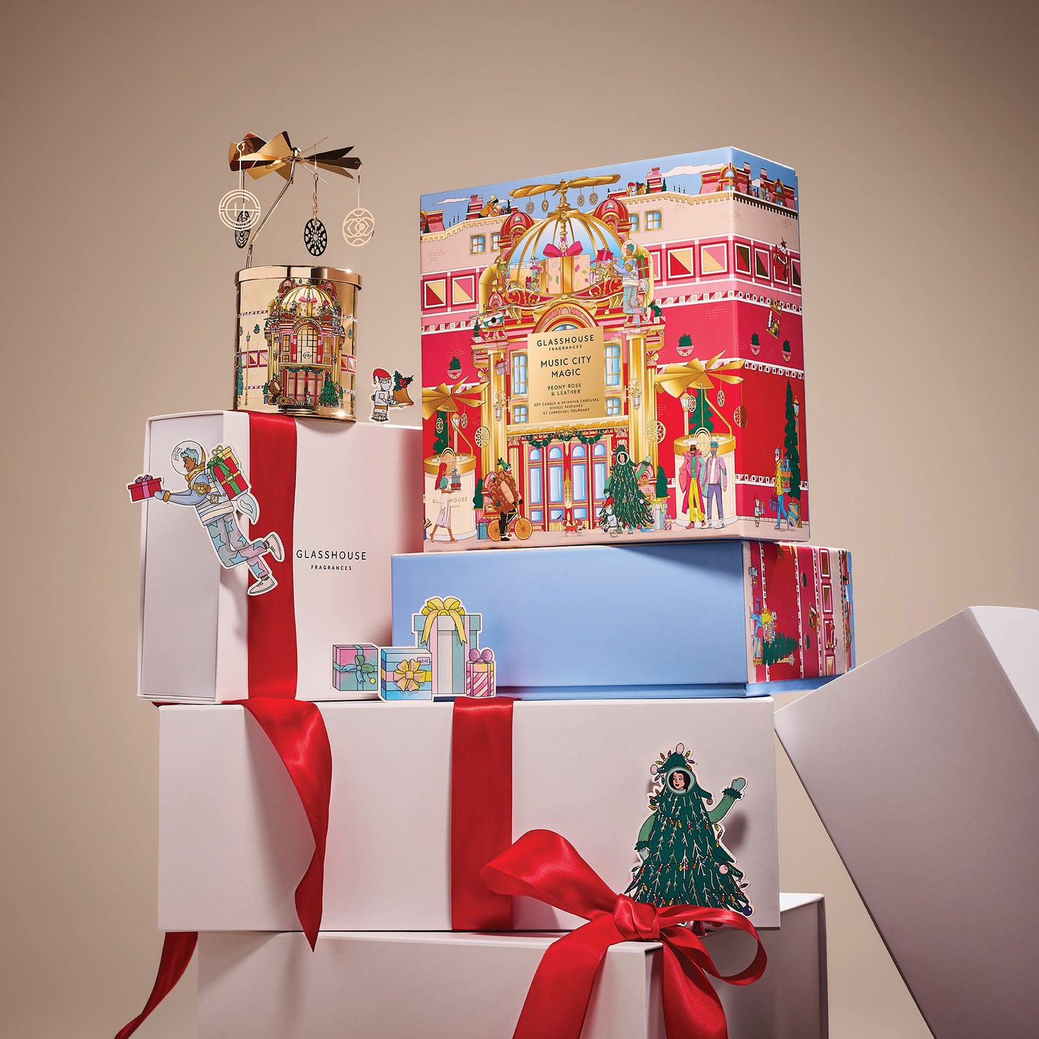 Lifestyle image of Glasshouse Fragrances Music City Magic Candle & Spinning Carousel (Limited Edition)