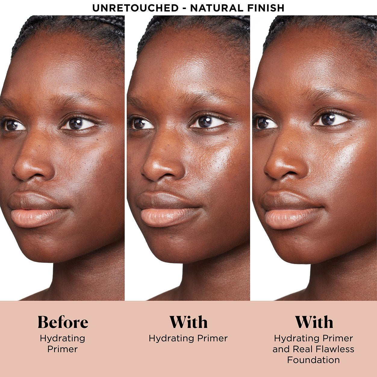 Before and after results of using Laura Mercier Pure Canvas Primer Hydrating