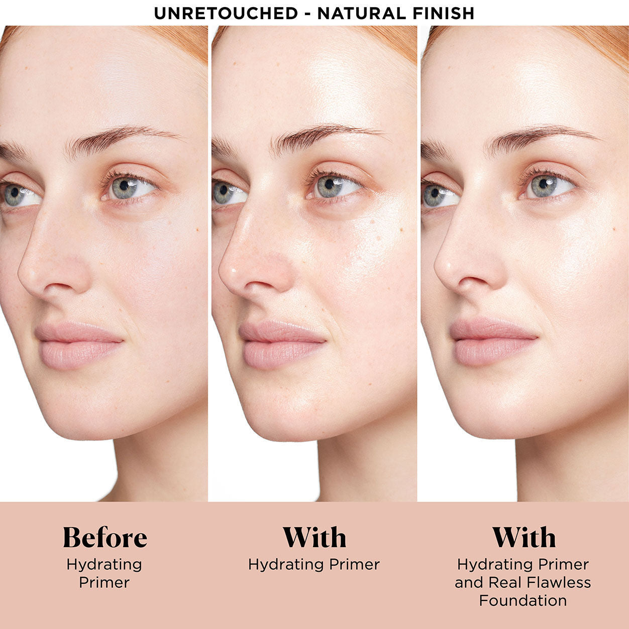 Before and after results of using Laura Mercier Pure Canvas Primer Hydrating