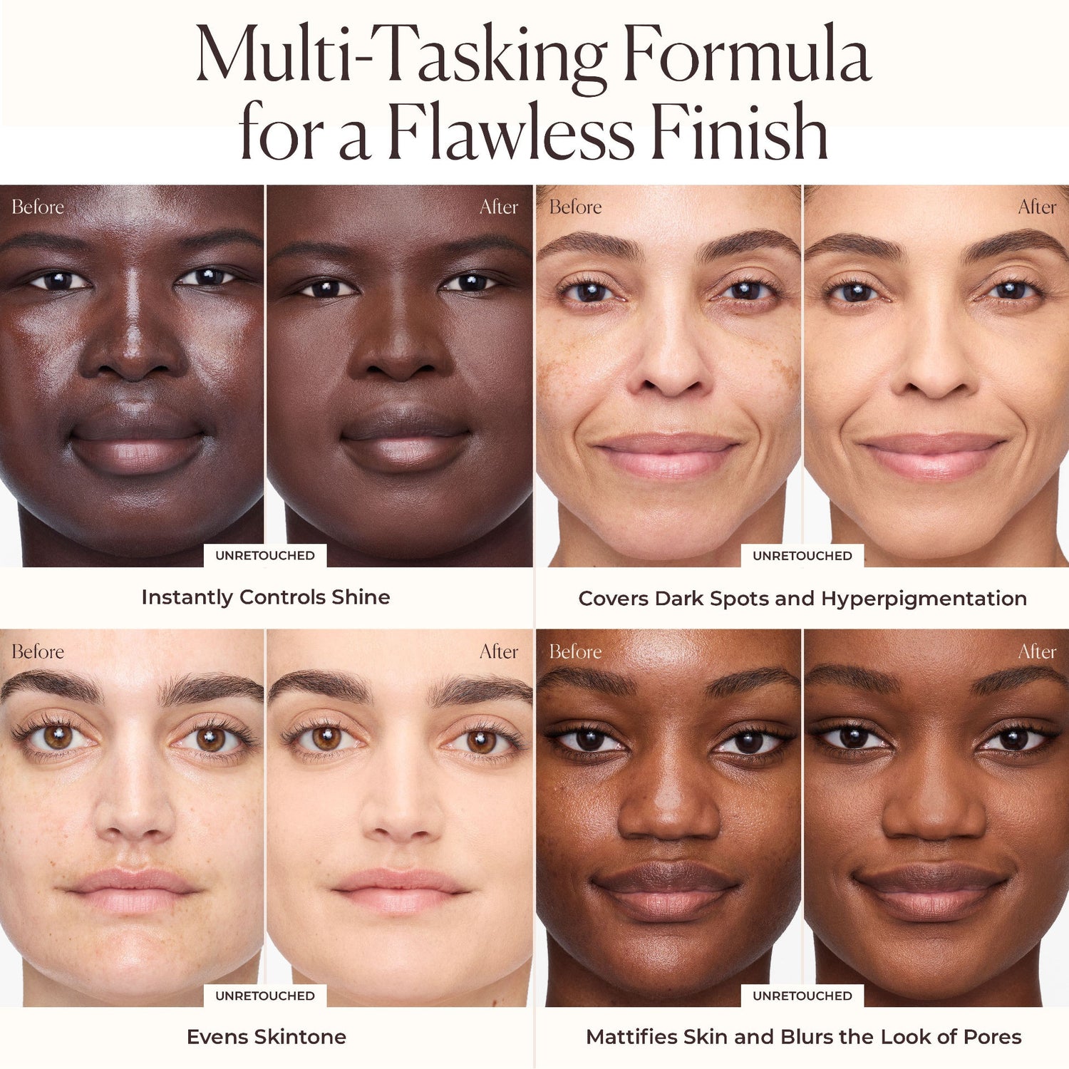 Before and after results of using Laura Mercier Tinted Moisturizer Blurred Matte Oil Free Broad Spectrum SPF 30 variant: 5C Cedar