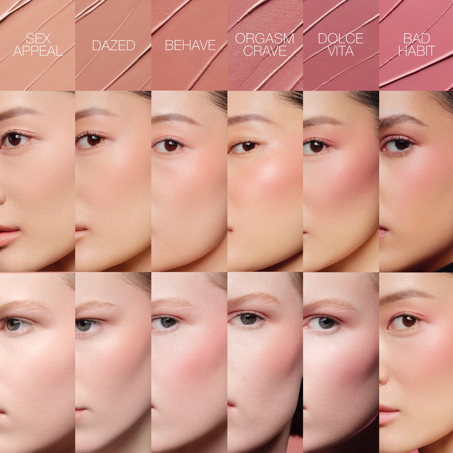 A shade comparison of Nars The Multiple variant: Sex Appeal