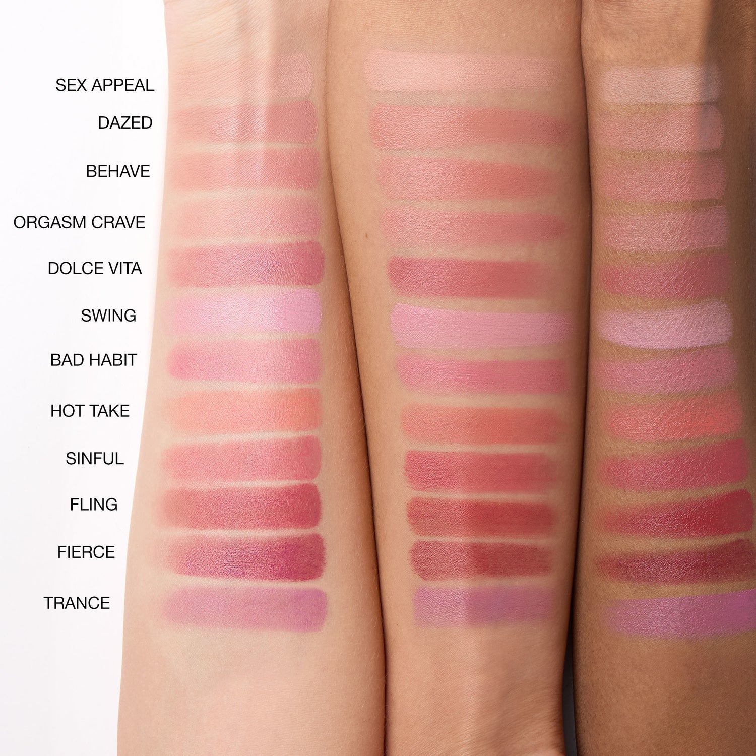 An arm swatch of Nars The Multiple variant: Sex Appeal