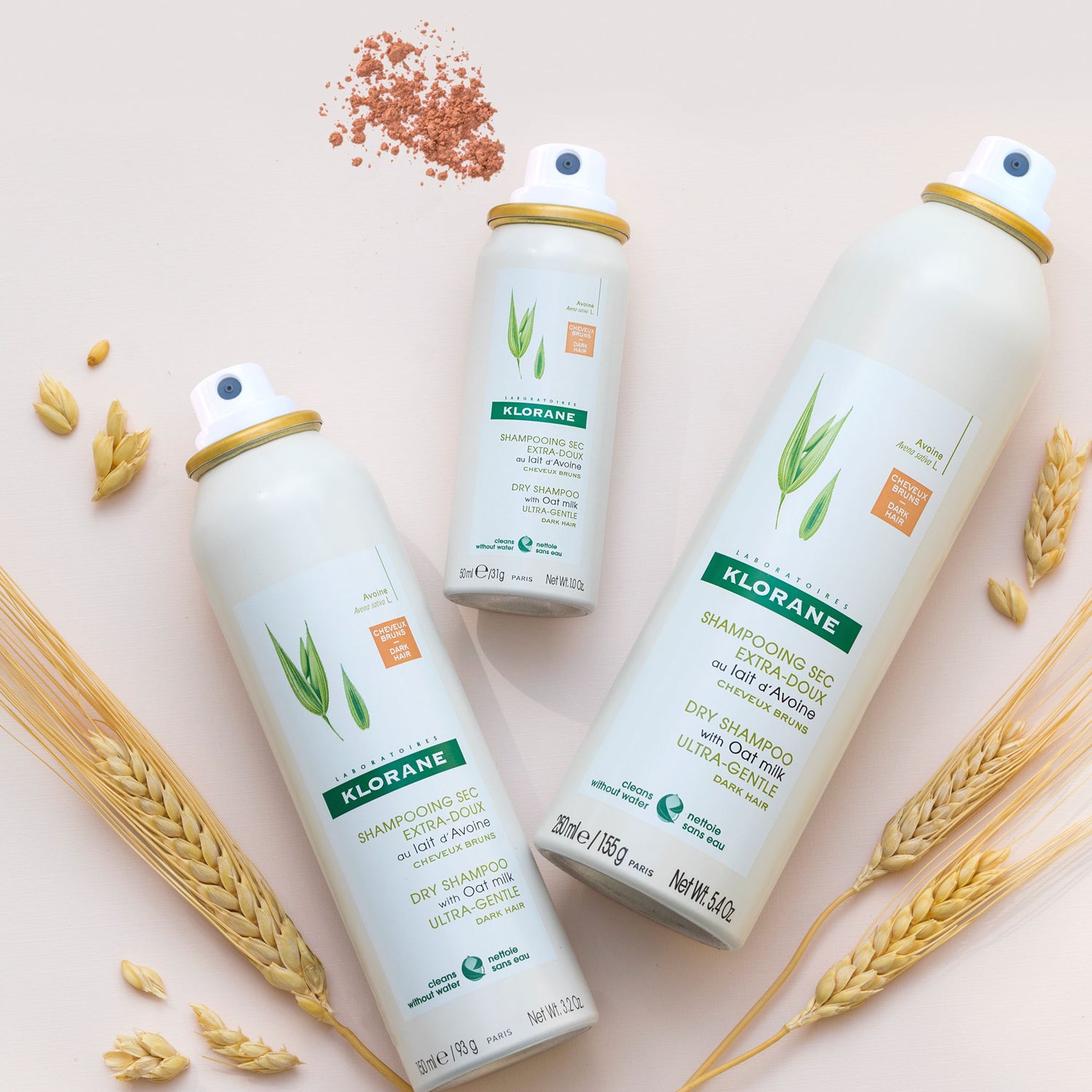 Lifestyle image of Klorane Dry Shampoo With Oat Milk for Dark Hair