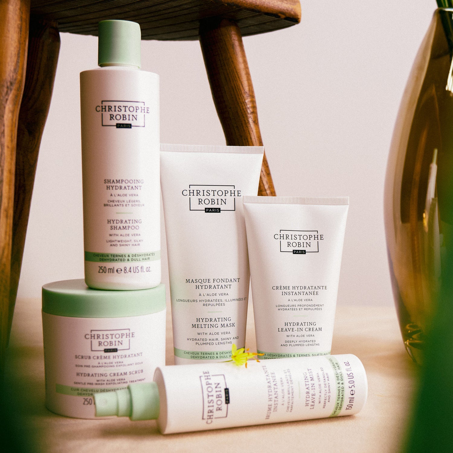 Lifestyle image of Christophe Robin Hydrating Shampoo With Aloe Vera variant: 8.4 fl oz