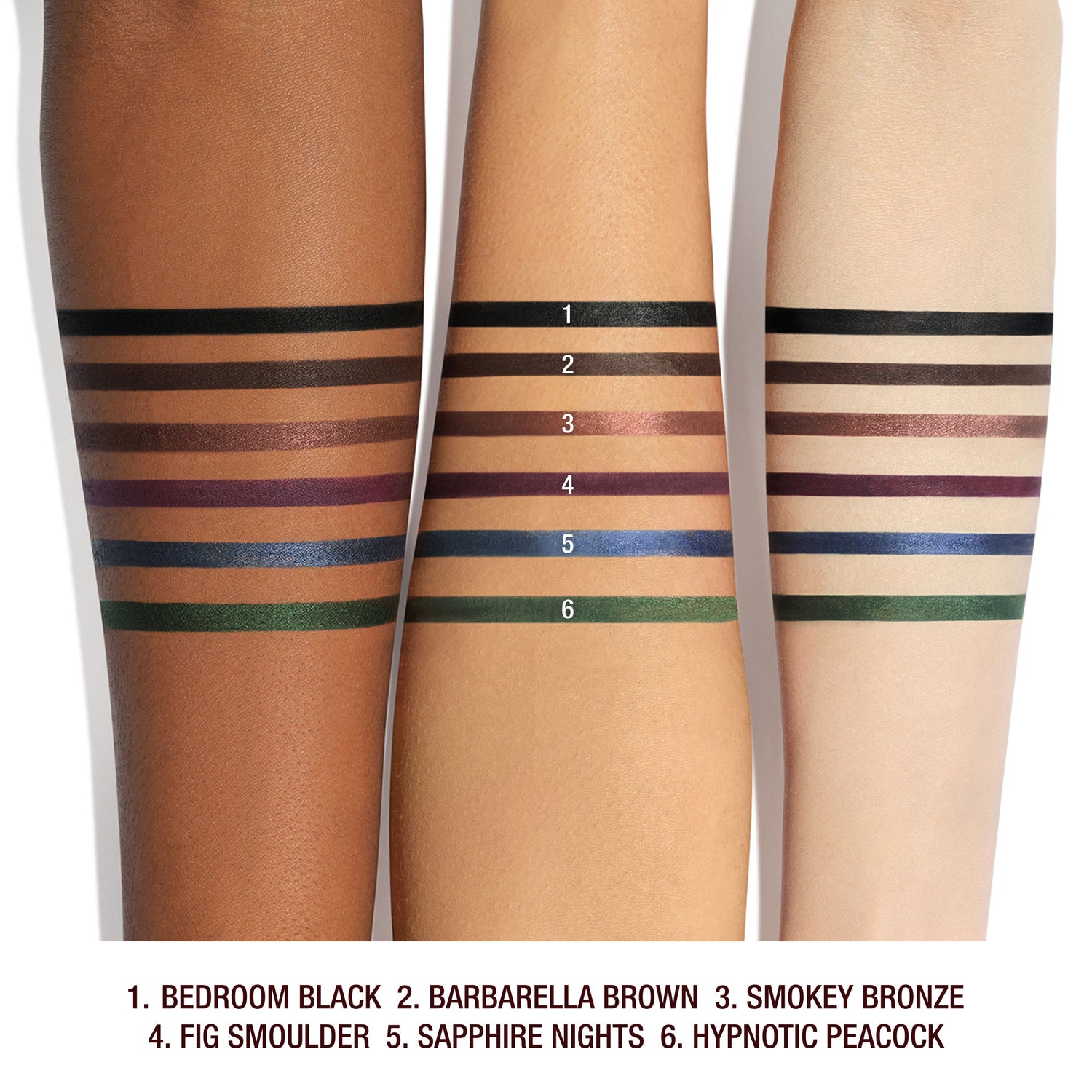 An arm swatch of Charlotte Tilbury Rock N Kohl Eyeliner variant: Barbarella Brown