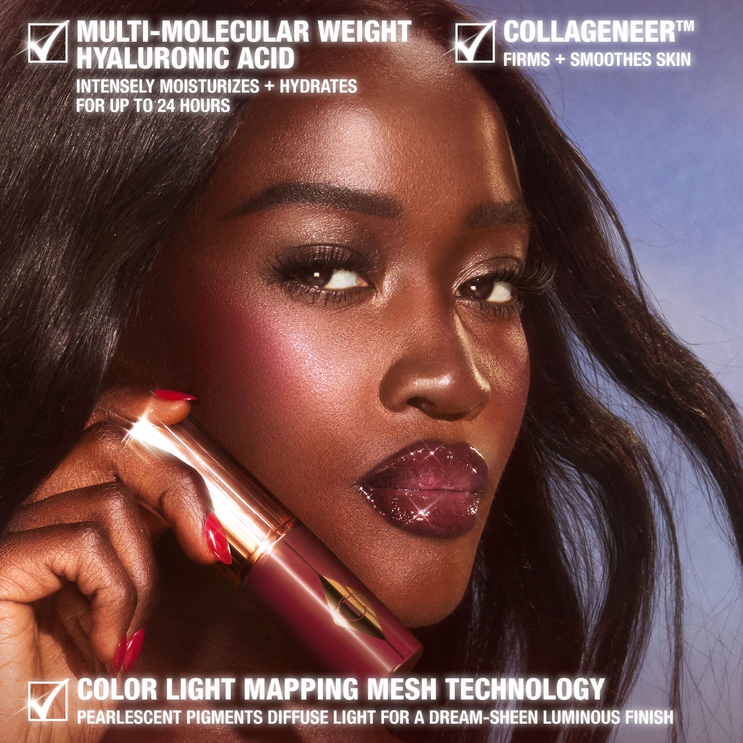 Image of product in the same collection as Charlotte Tilbury Unreal Lip + Cheek Glow Blush Stick with Hyaluronic Acid