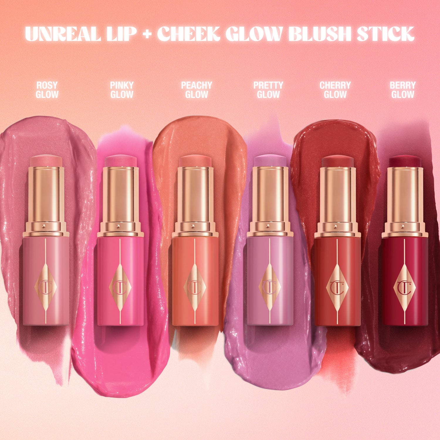 Image of product in the same collection as Charlotte Tilbury Unreal Lip + Cheek Glow Blush Stick with Hyaluronic Acid