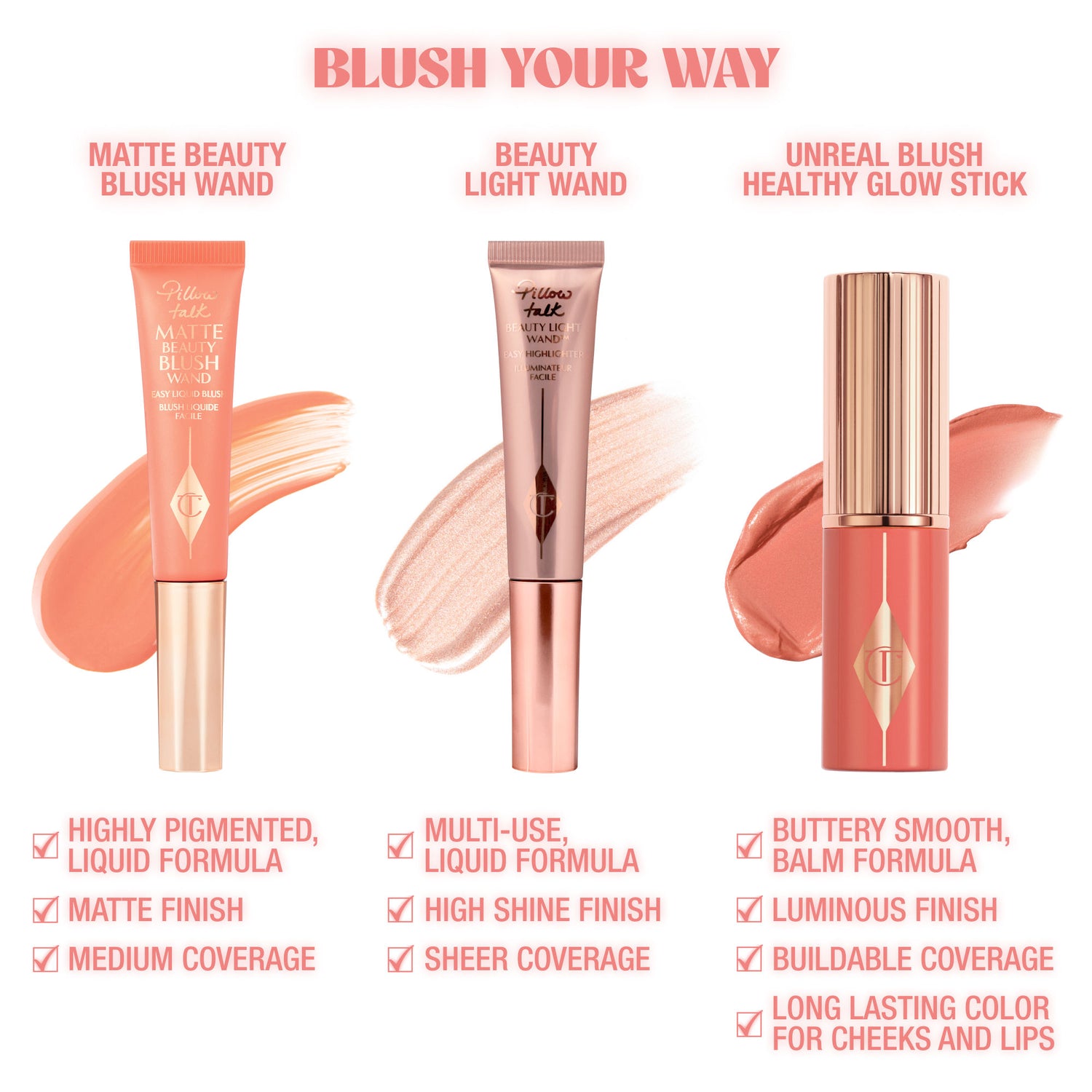 Image of product in the same collection as Charlotte Tilbury Unreal Lip + Cheek Glow Blush Stick with Hyaluronic Acid