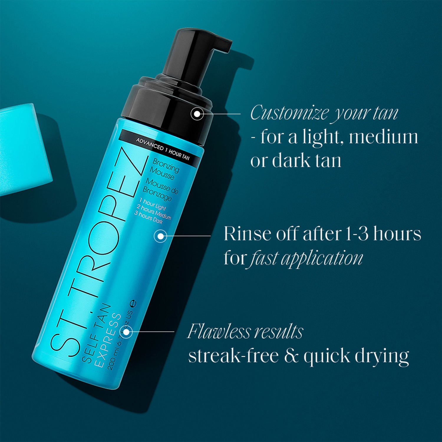 Image of an open St. Tropez Self Tan Express Bronzing Mousse variant: 3.4 oz