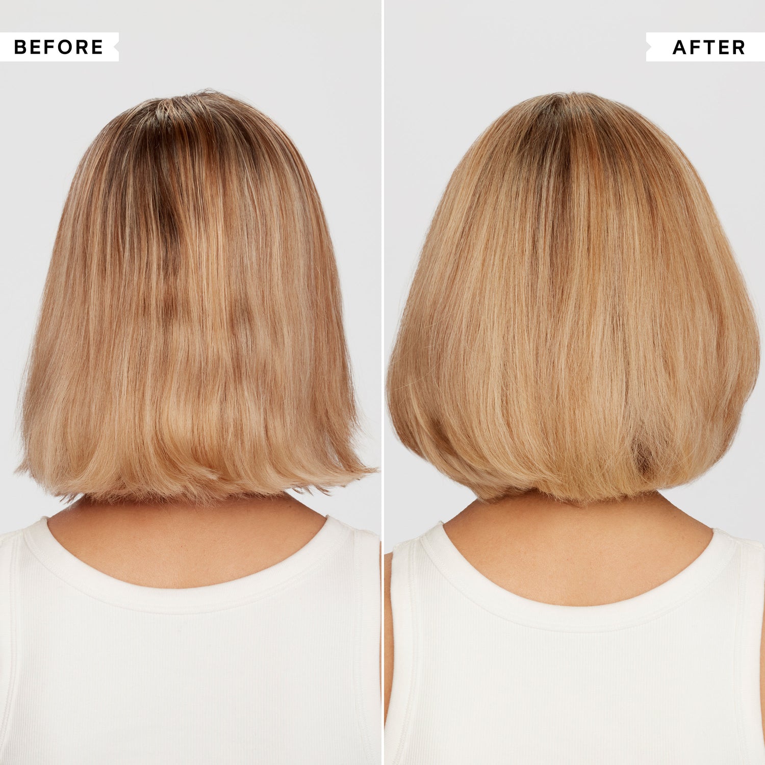 Before and after results of using Philip Kingsley Body Building Weightless Shampoo