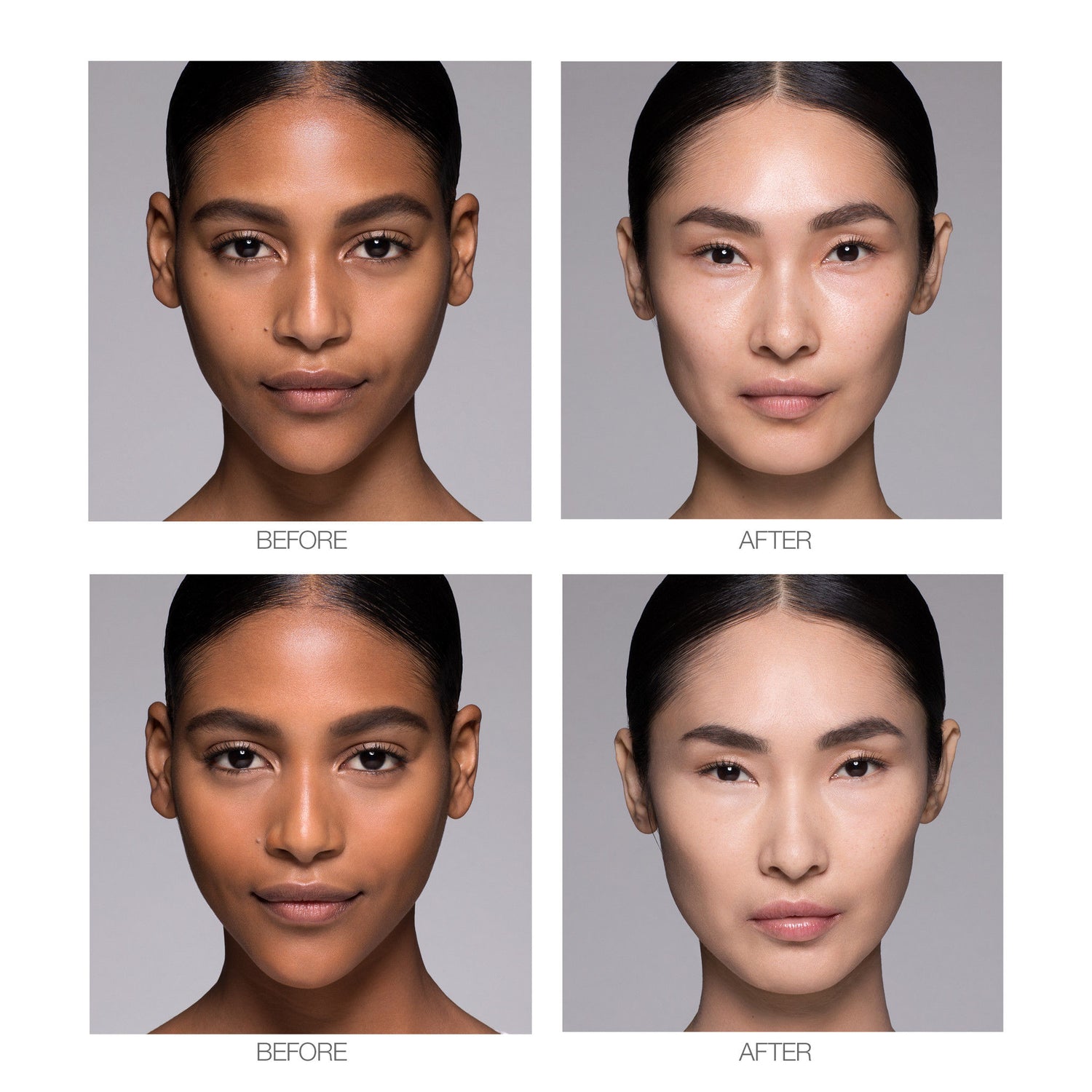 Before and after results of using Nars Light Reflecting Pressed Setting Powder variant: Shore