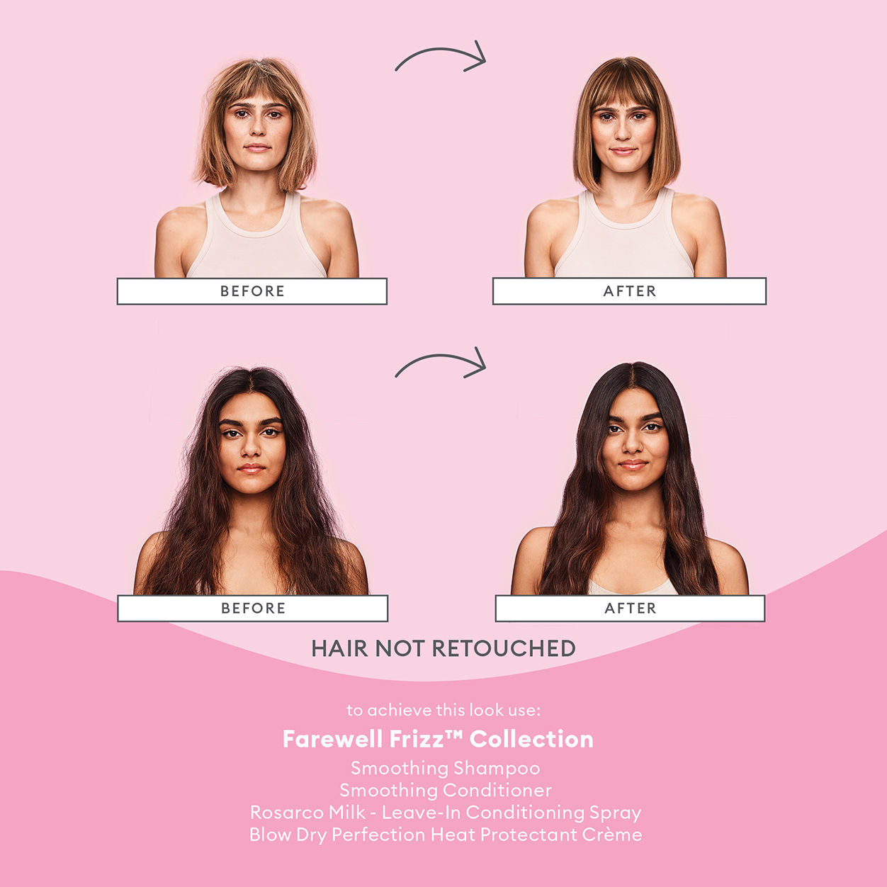 Before and after results of using Briogeo Farewell Frizz Smoothing Shampoo variant: 8 fl oz