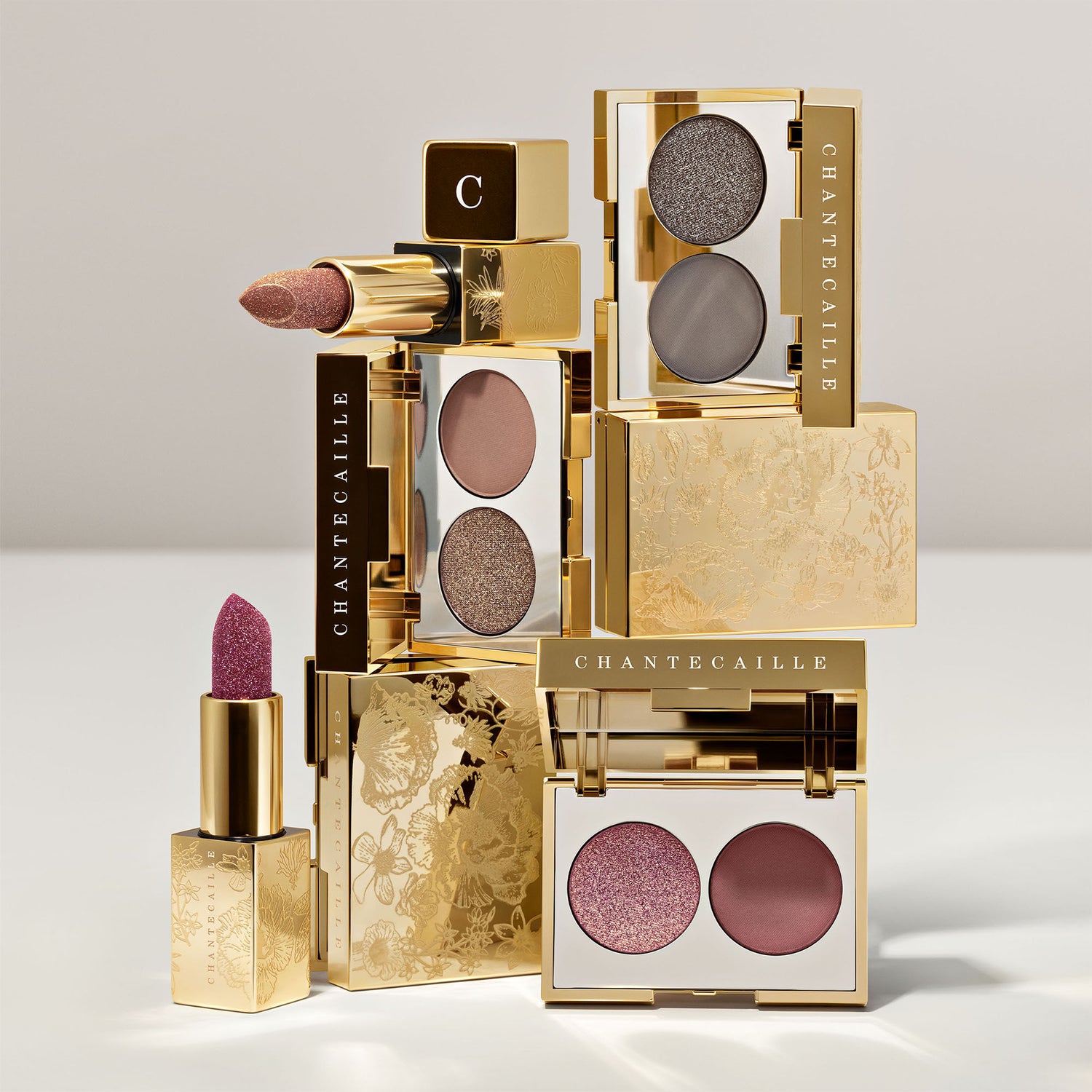 Lifestyle image of Chantecaille Gilded Garden Collection Eye Duet (Limited Edition) variant: Silver Willow
