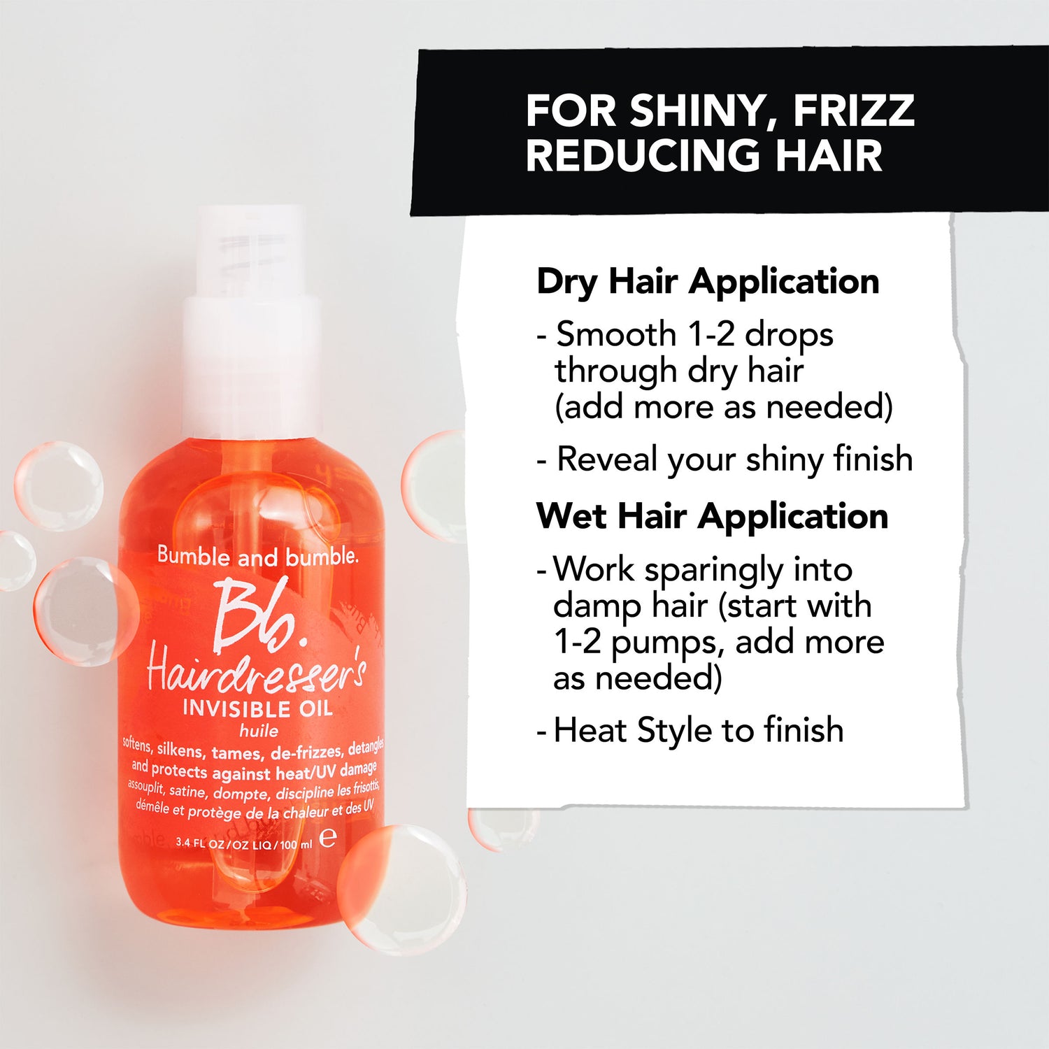Top-view image of Bumble and Bumble Hairdresser's Invisible Oil Frizz Reducing Hair Oil variant: 3.4 fl oz