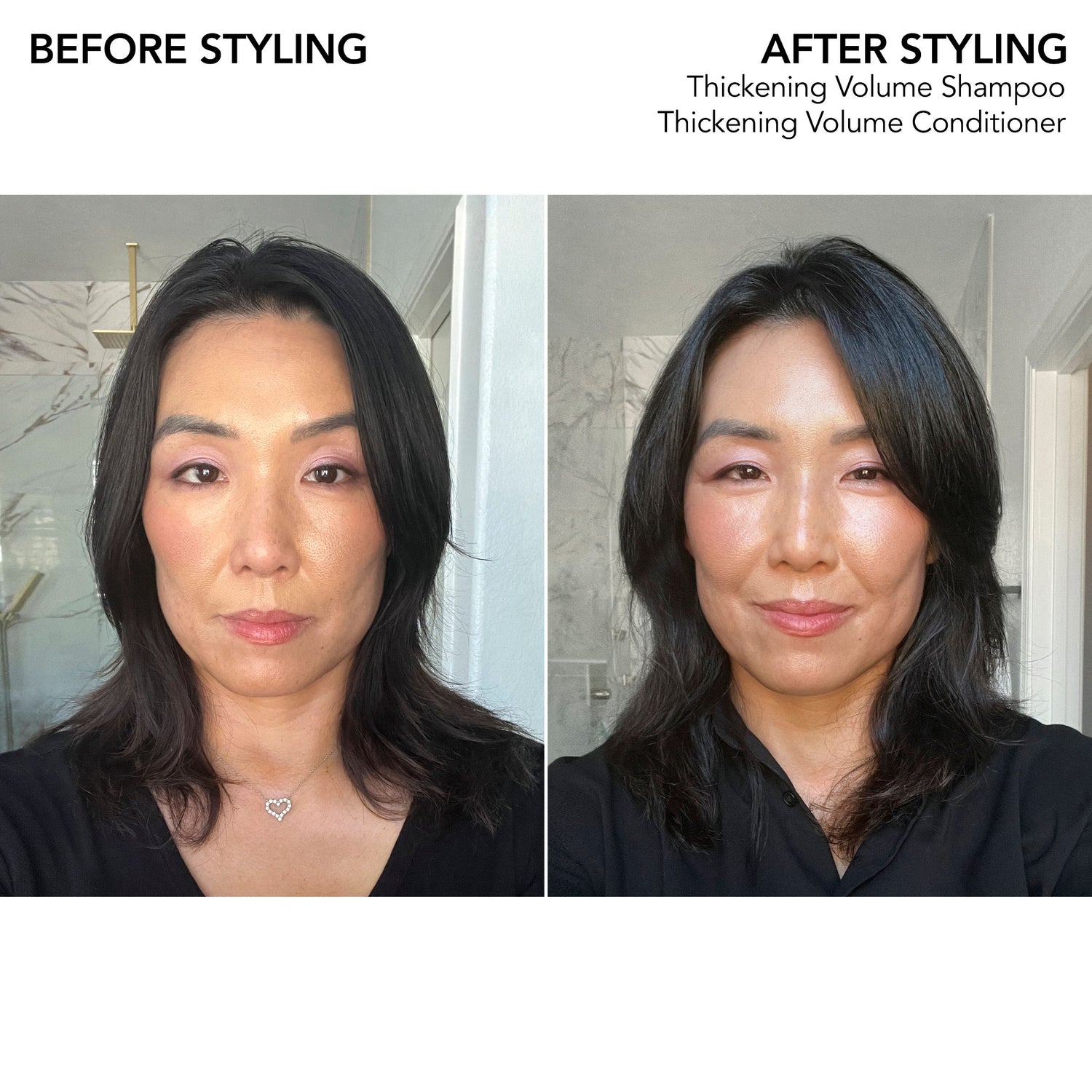Before and after results of using Bumble and Bumble Thickening Volume Shampoo variant: 2 fl oz