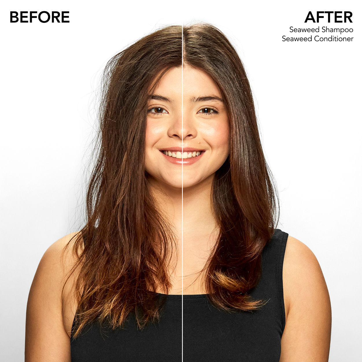 Before and after results of using Bumble and Bumble Seaweed Conditioner