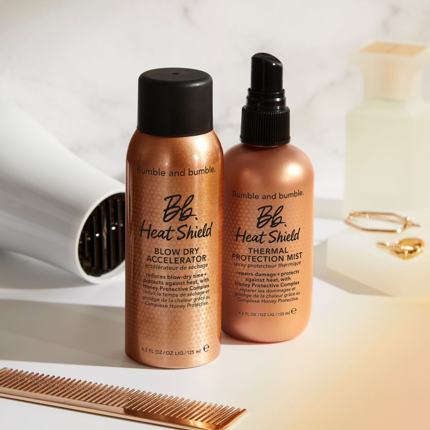 Lifestyle image of Bumble and Bumble Heat Shield Thermal Protection Mist variant: 4.2 fl oz