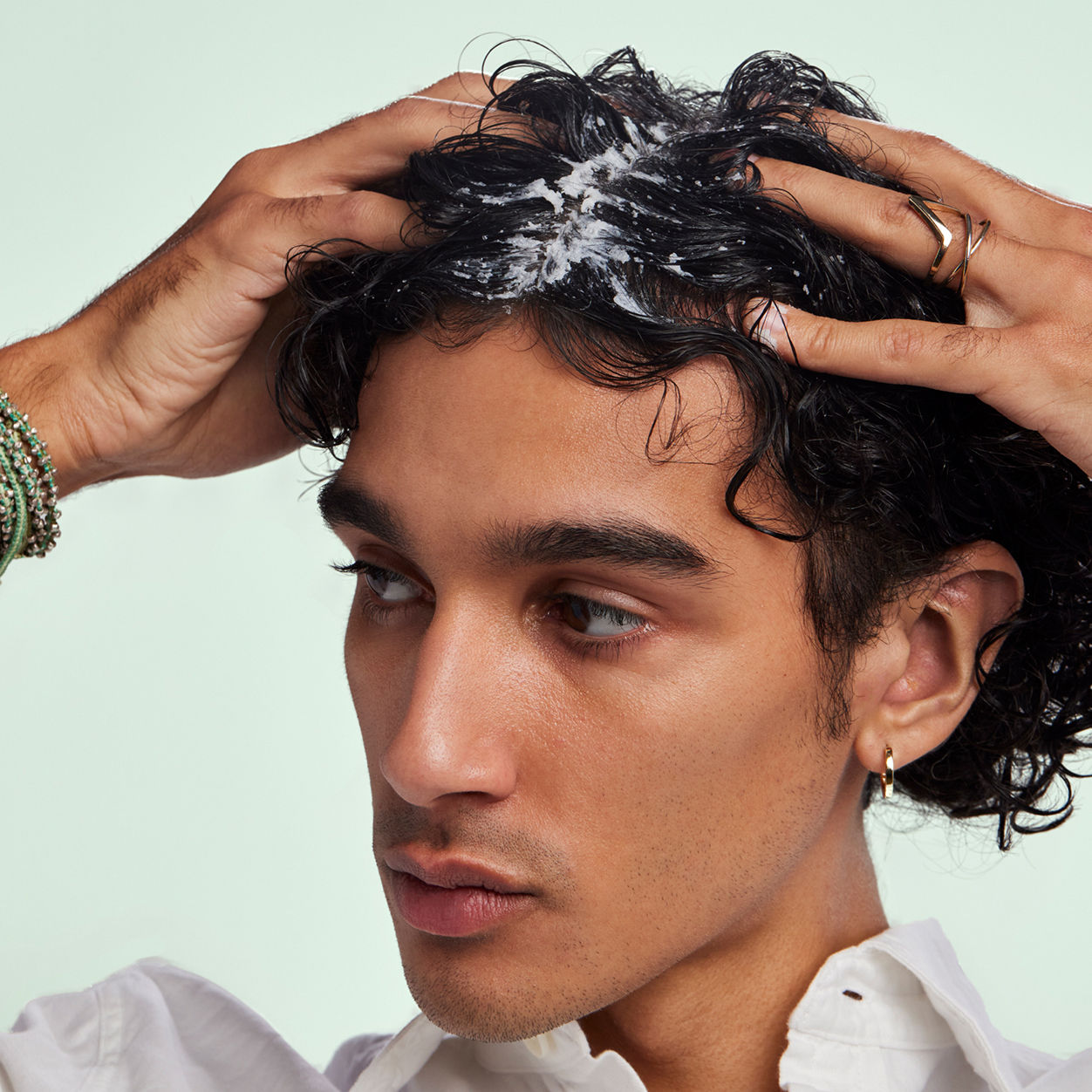 Model image of Bumble and Bumble Seaweed Whipped Scalp Scrub variant: 2 fl oz