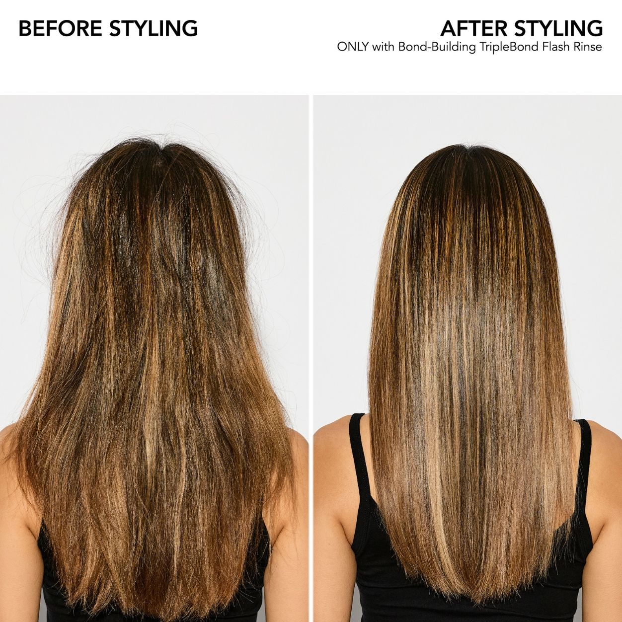 Before and after results of using Bumble and Bumble Bond-Building TripleBond Flash Rinse for Damaged Hair variant: 1.8 fl oz