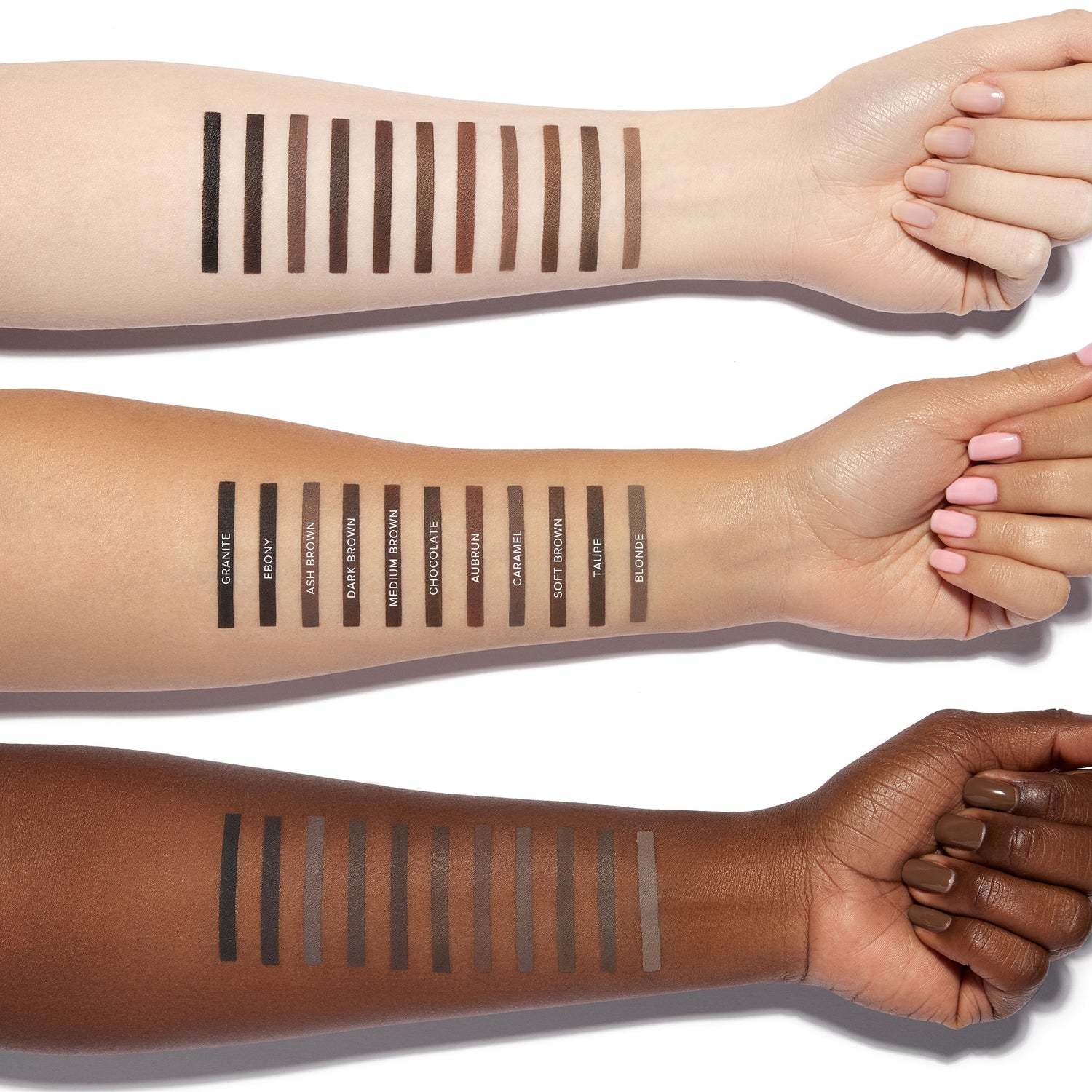 An arm swatch of Anastasia Beverly Hills Ash Brown variant: Ash Brown