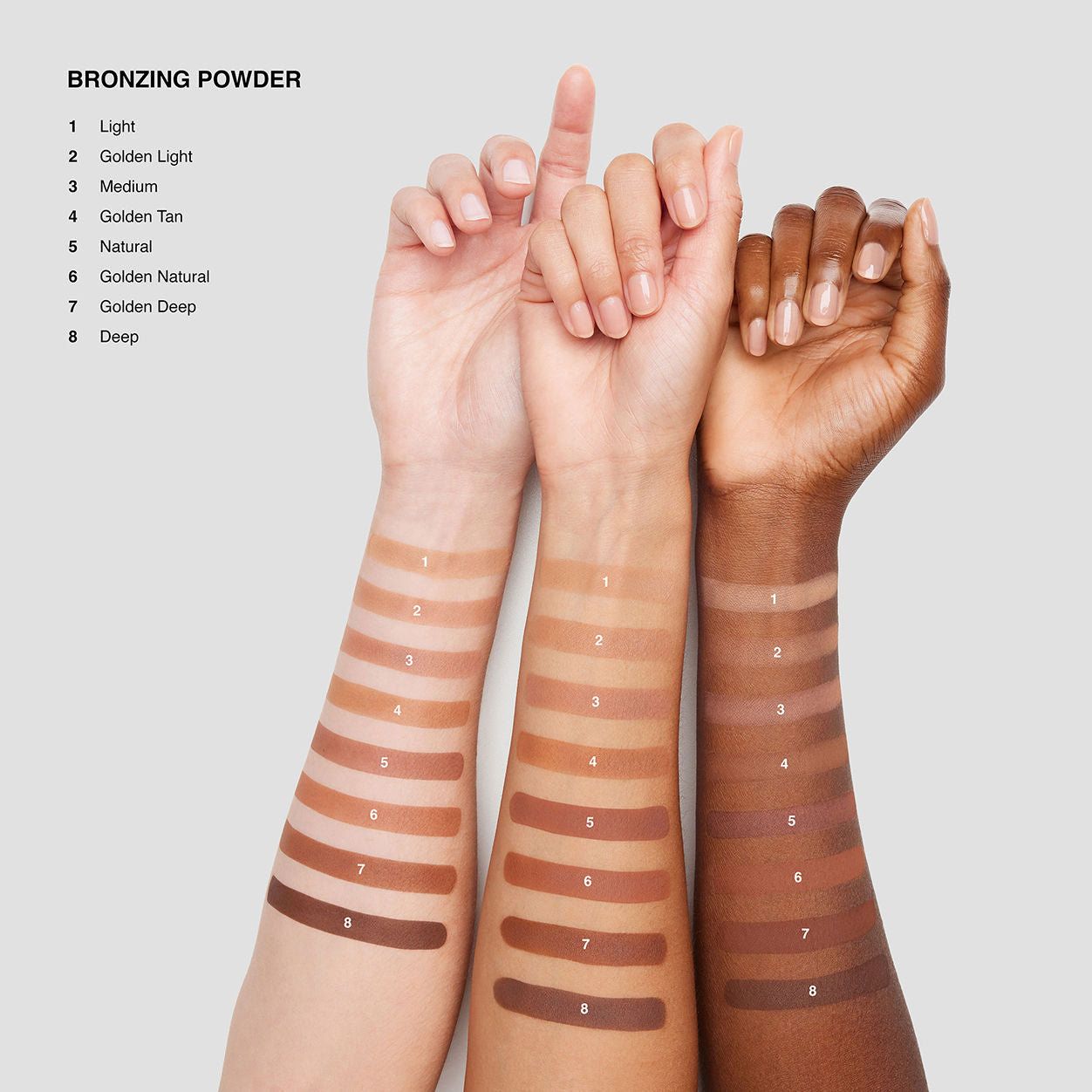 An arm swatch of Bobbi Brown Bronzer Powder variant: Golden Deep