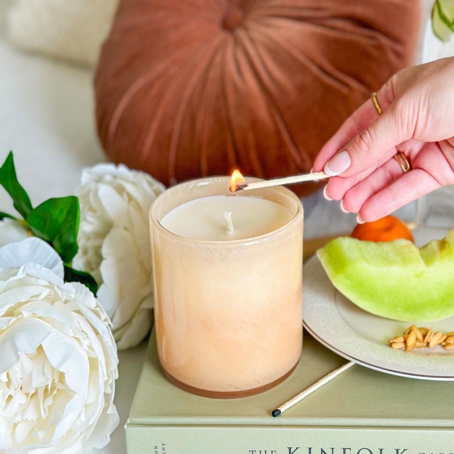 Lifestyle image of Lafco Paloma Melon Candle variant: 15.5 oz