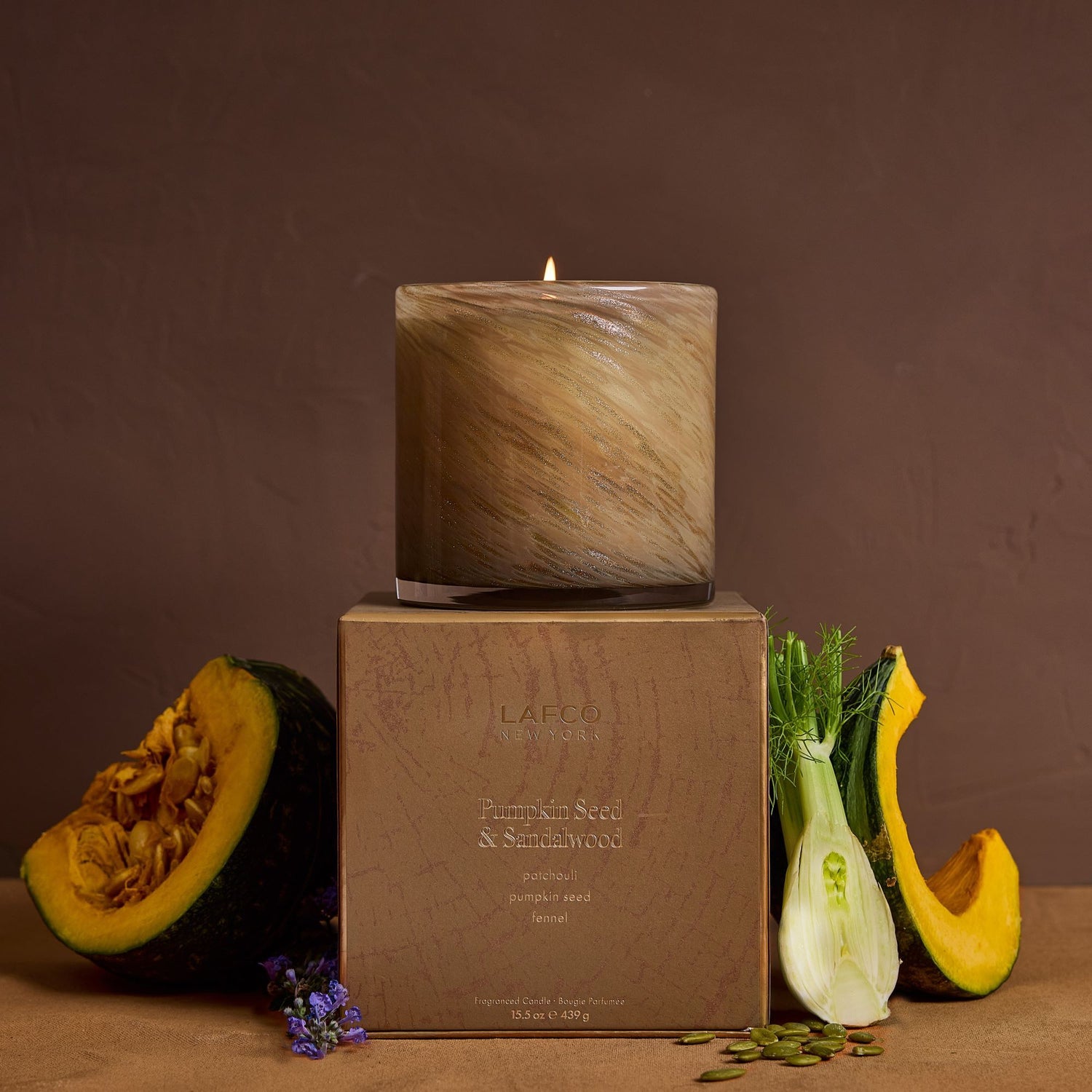 Lifestyle image of Lafco Pumpkin Seed & Sandalwood Candle