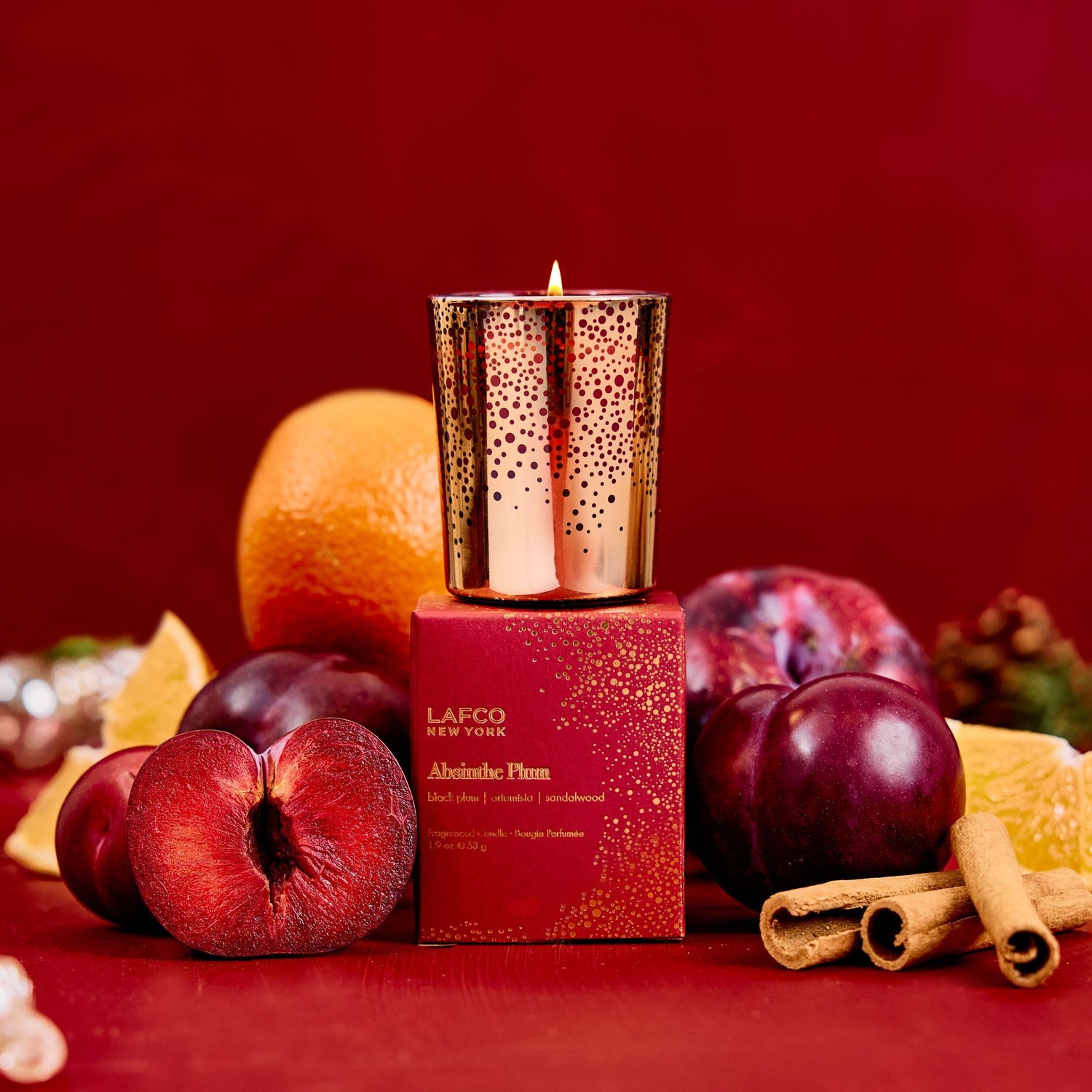Lifestyle image of Lafco Absinthe Plum Candle (Limited Edition) variant: 1.9 oz (Votive)